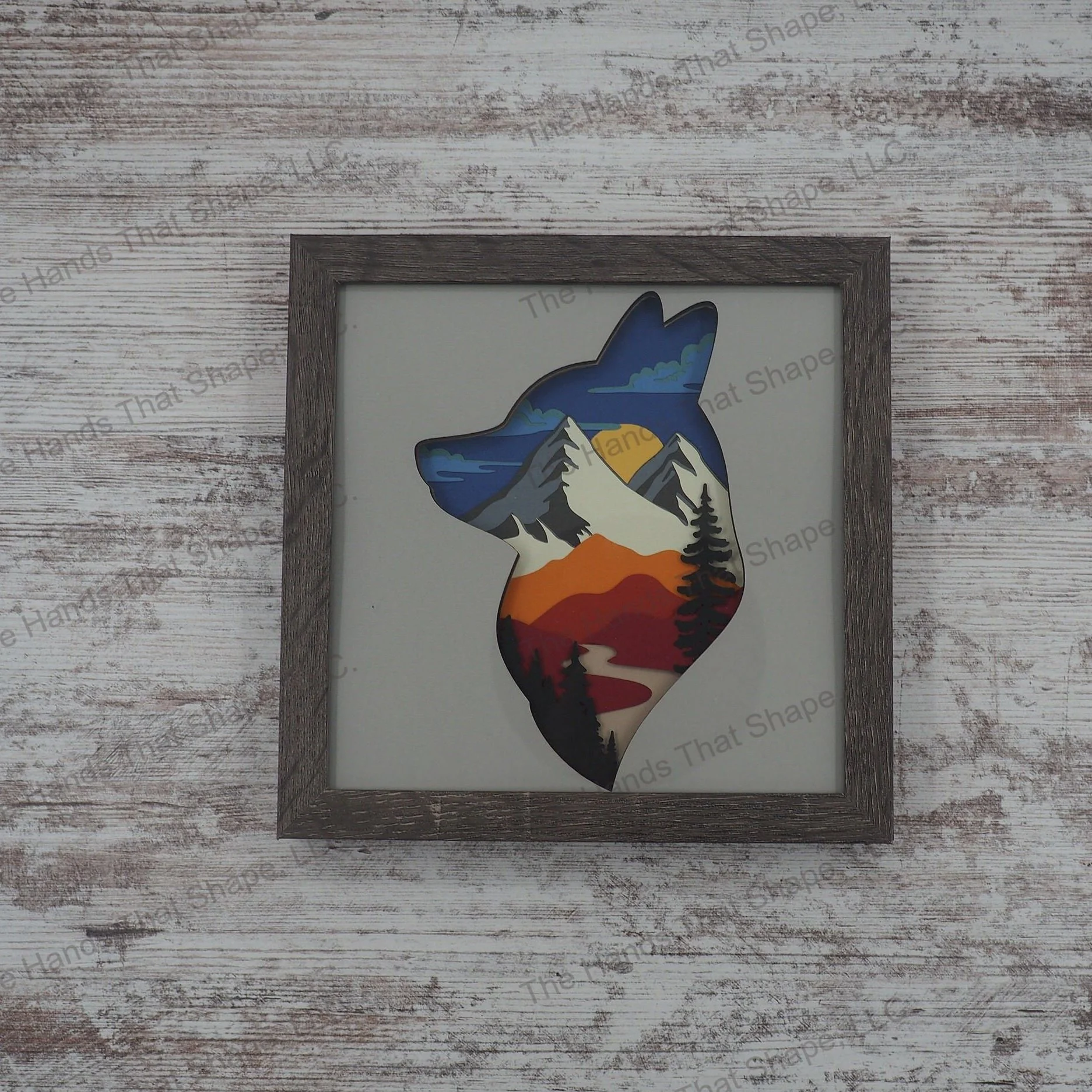  Fox Silhouette Layered Paper Art Shadow Box