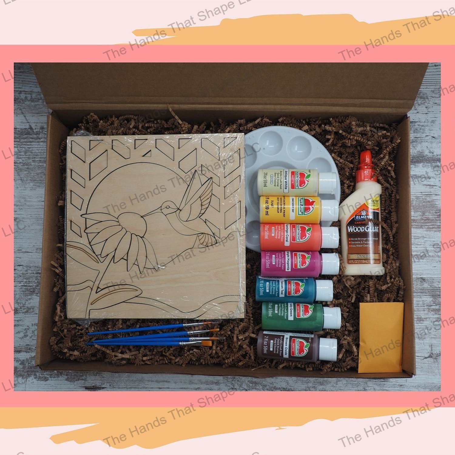  Hummingbird at Coneflower Wood Inlay Art DIY Kit
