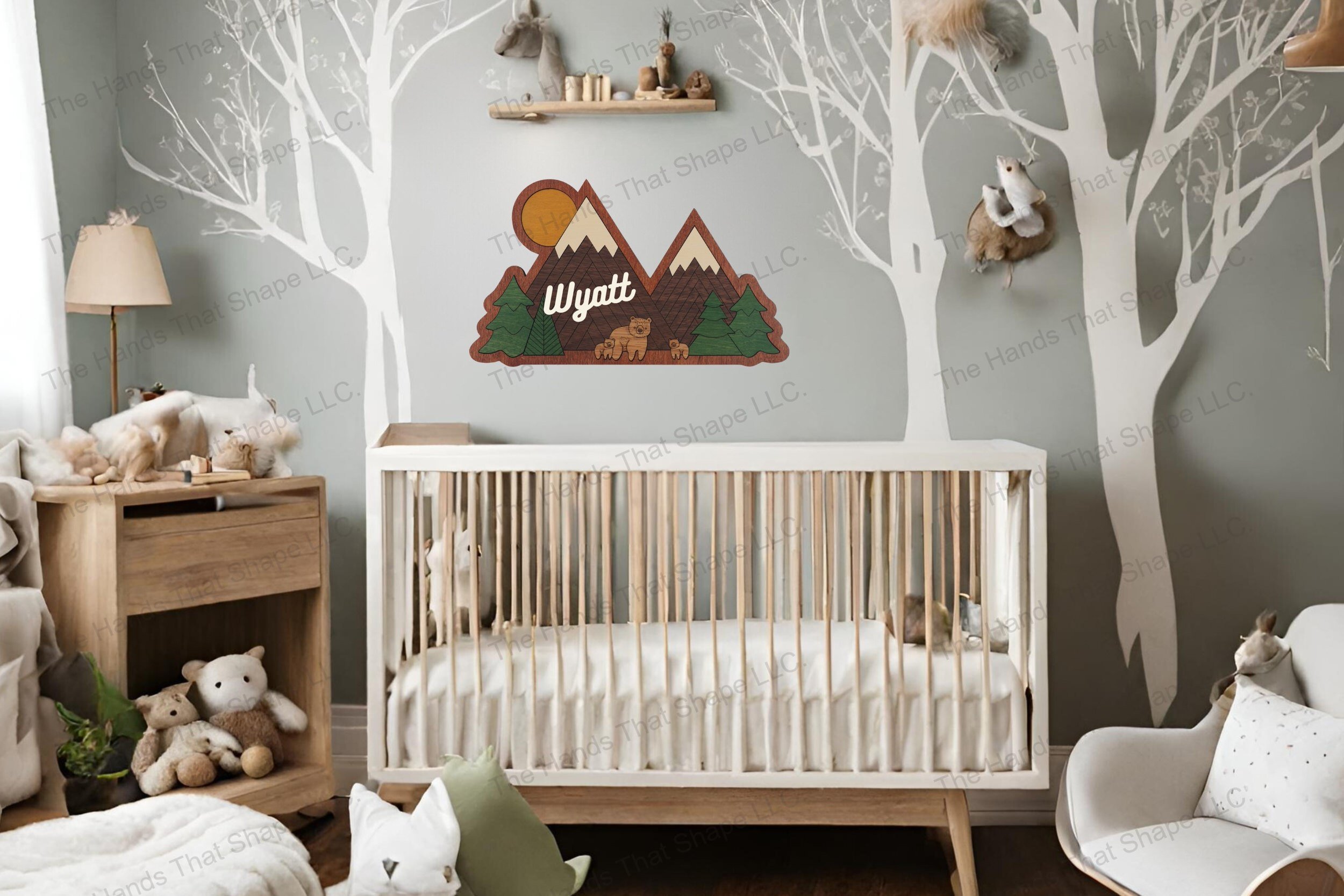 Bring the tranquility of nature into your nursery with this bear family wood inlay art piece crafted with our laser ready design file.