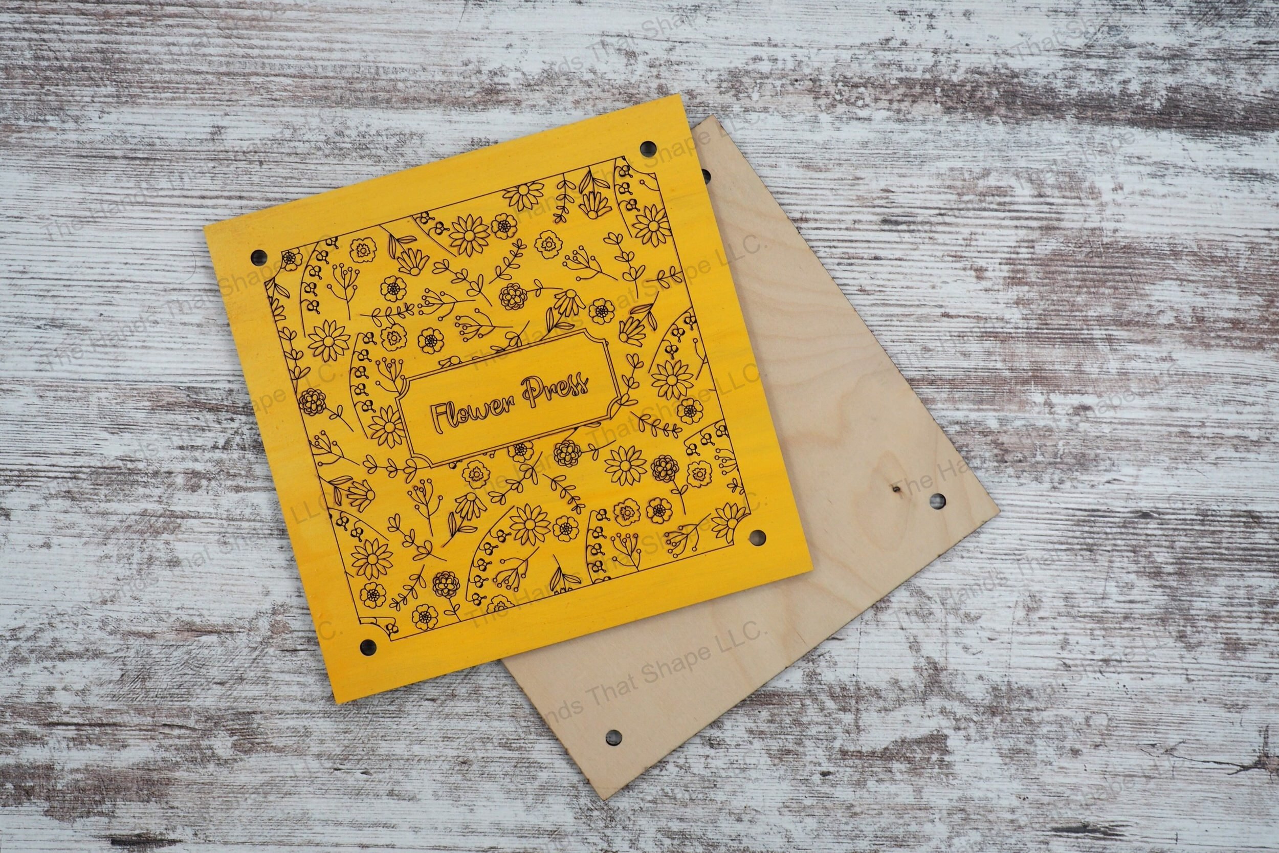 Create and sell elegant floral flower presses with our laser-ready file, featuring a detailed floral pattern, and instructions for crafting your own press.