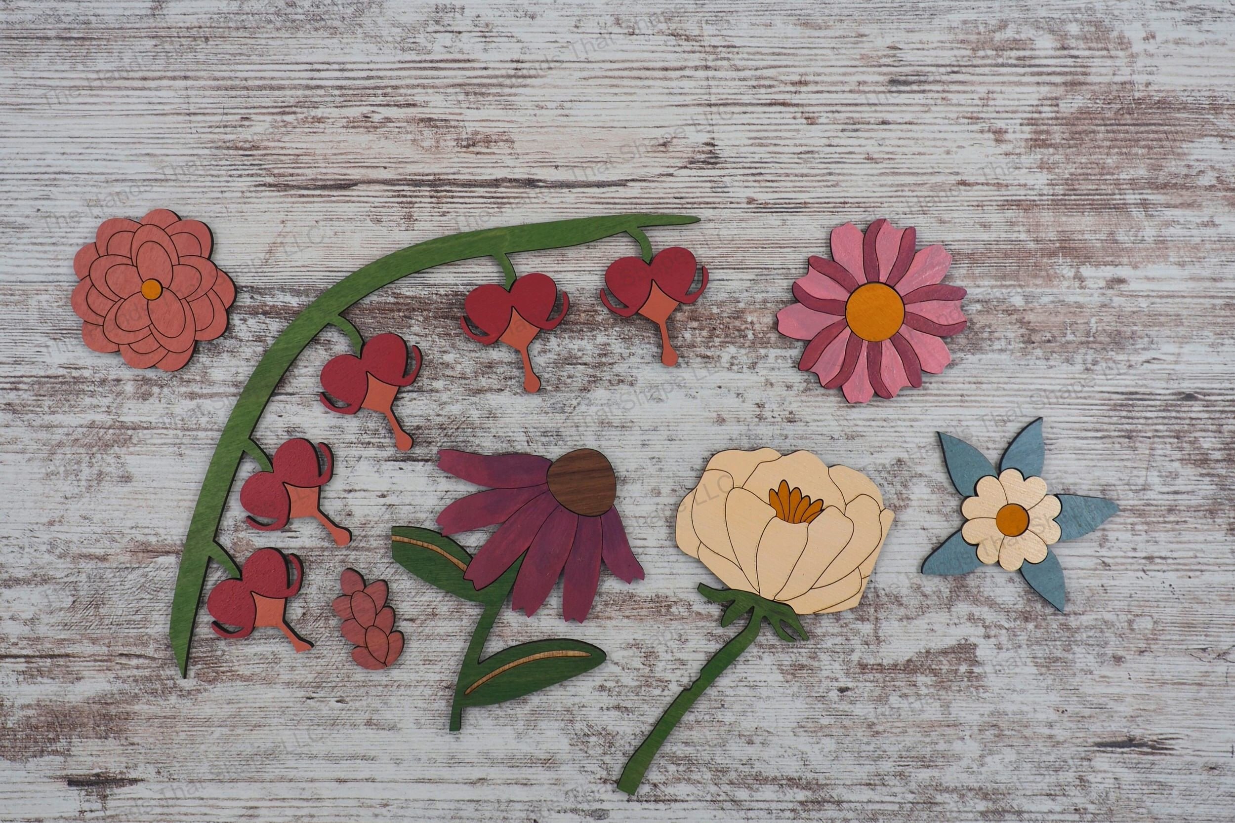 Discover the versatility of our laser-ready floral sign file, featuring 69 separate flower pieces designed for layering to create stunning inlay art projects.