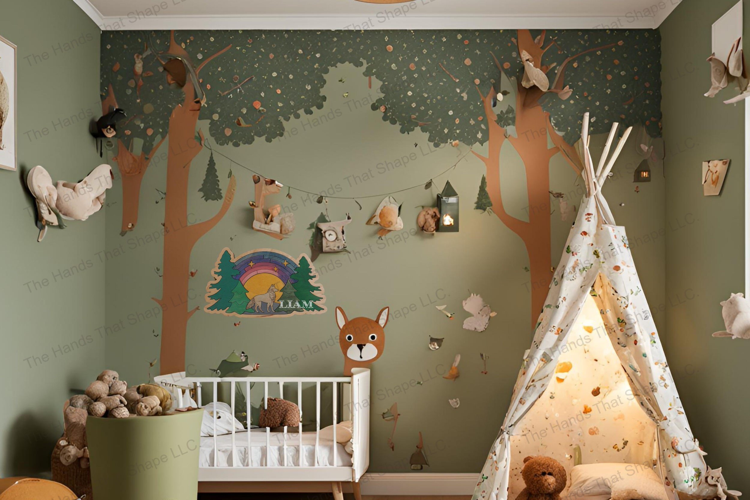 Add a touch of wilderness magic to a child's bedroom with this beautifully crafted sunset wolf inlay art, bring nature's tranquility into their personal space.