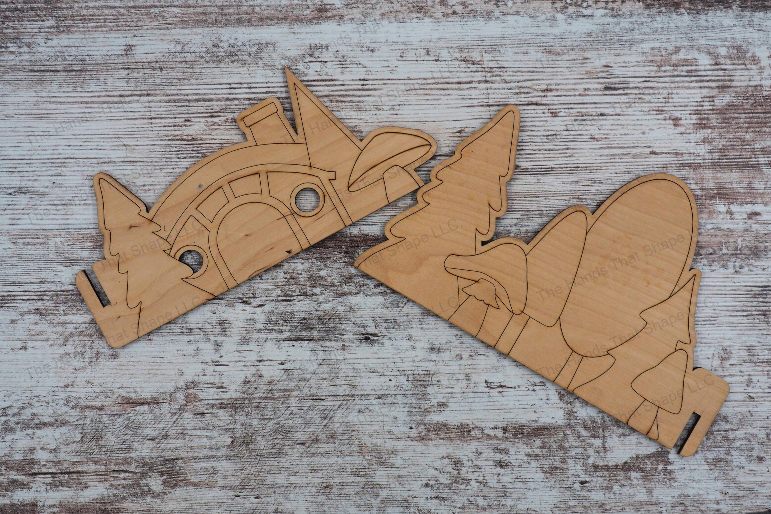 View the scored backer boards from our woodland playscape design, outlined to guide assembly and ensure perfect alignment for easy construction.