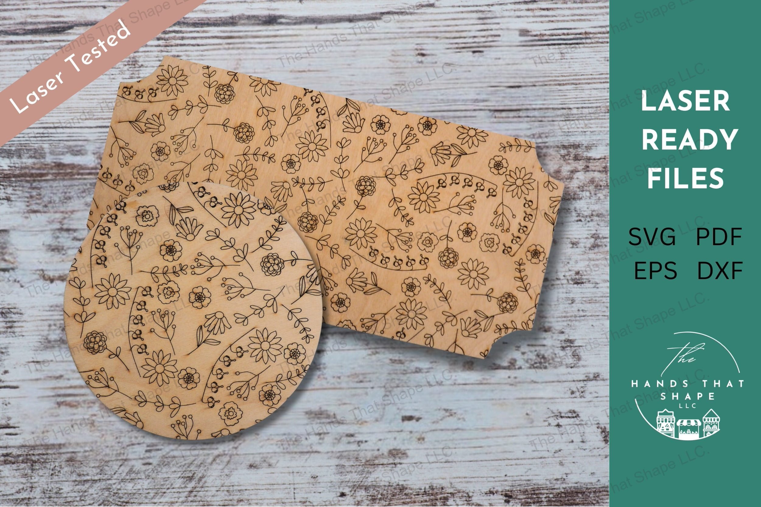 Discover our Elegant Floral Design Bundle, featuring laser-ready files, perfect for crafting personalized wall hangings with beautifully scored floral details.
