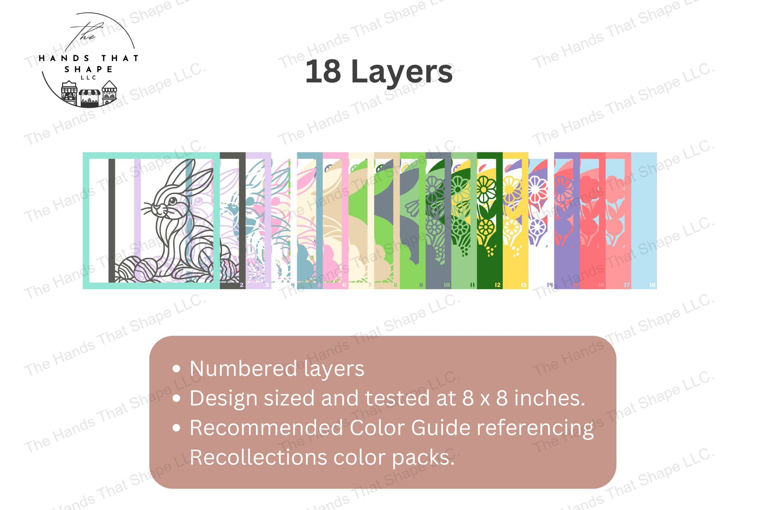 Explore the layers of this Easter Bunny-themed cardstock art, beautifully fanned out to reveal the colors and intricate design of a cheerful spring scene.