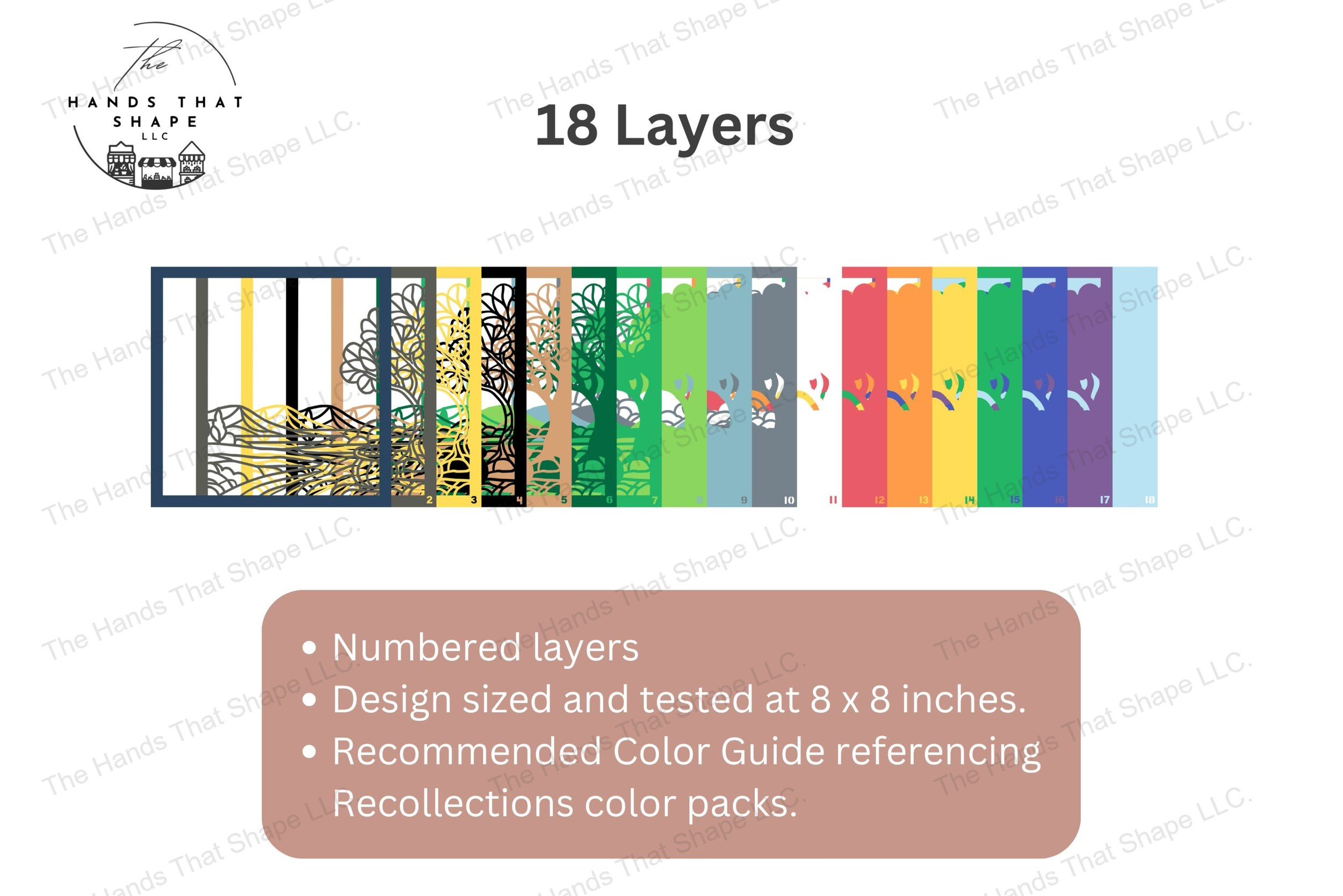 Explore the detailed layers of the Rainbow and Pot of Gold design, each piece fanned out to reveal the intricate cardstock cuts that create the colorful display
