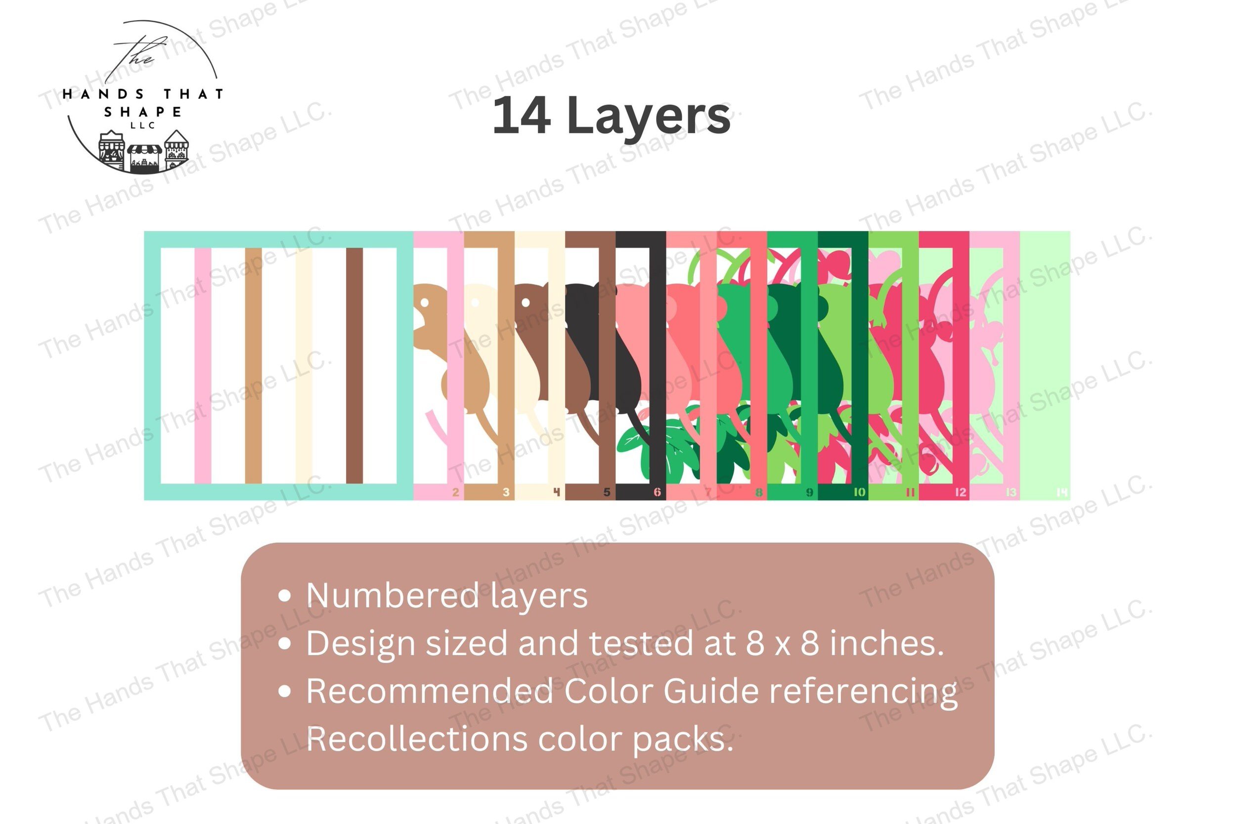 Explore the layers of this mouse and bleeding heart flowers-themed cardstock art, fanned out to showcase the vibrant, layered depth of the floral scene.