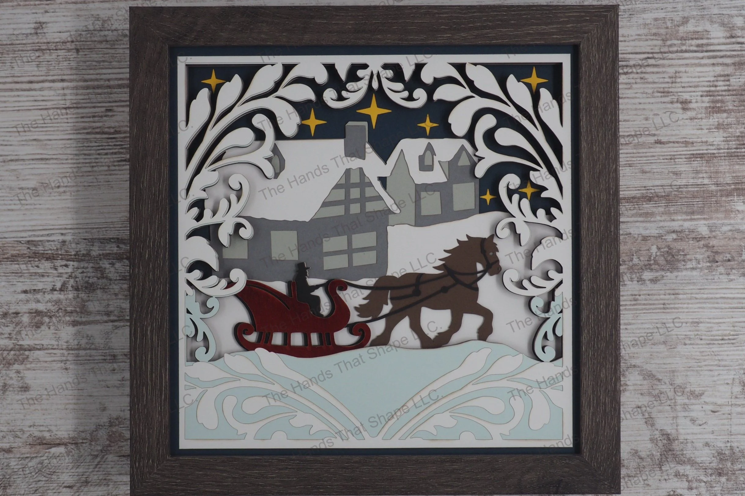 Sleigh Ride Layered Paper Art Shadow Box