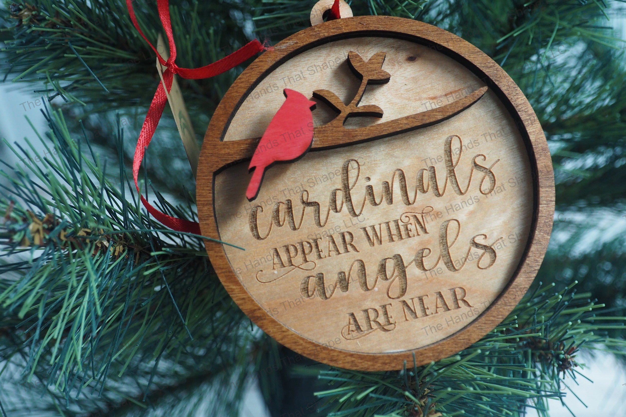 Enhance your Christmas tree with our heartfelt remembrance ornaments, each beautifully crafted with engraved sentiments and a vibrant cardinal.