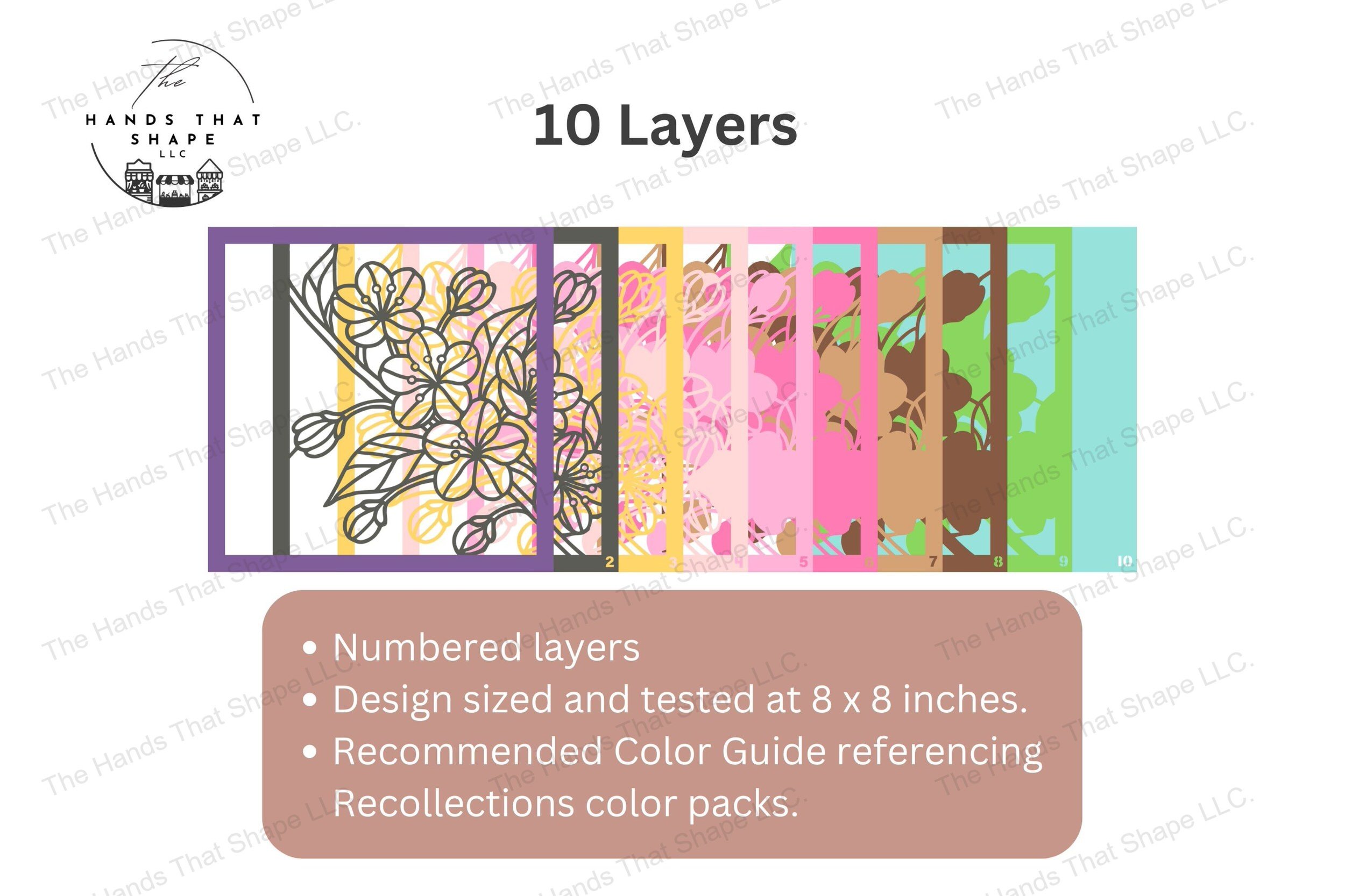 Explore the detailed layers of this cherry blossom-themed cardstock art, each piece fanned out to reveal this stunning floral display.