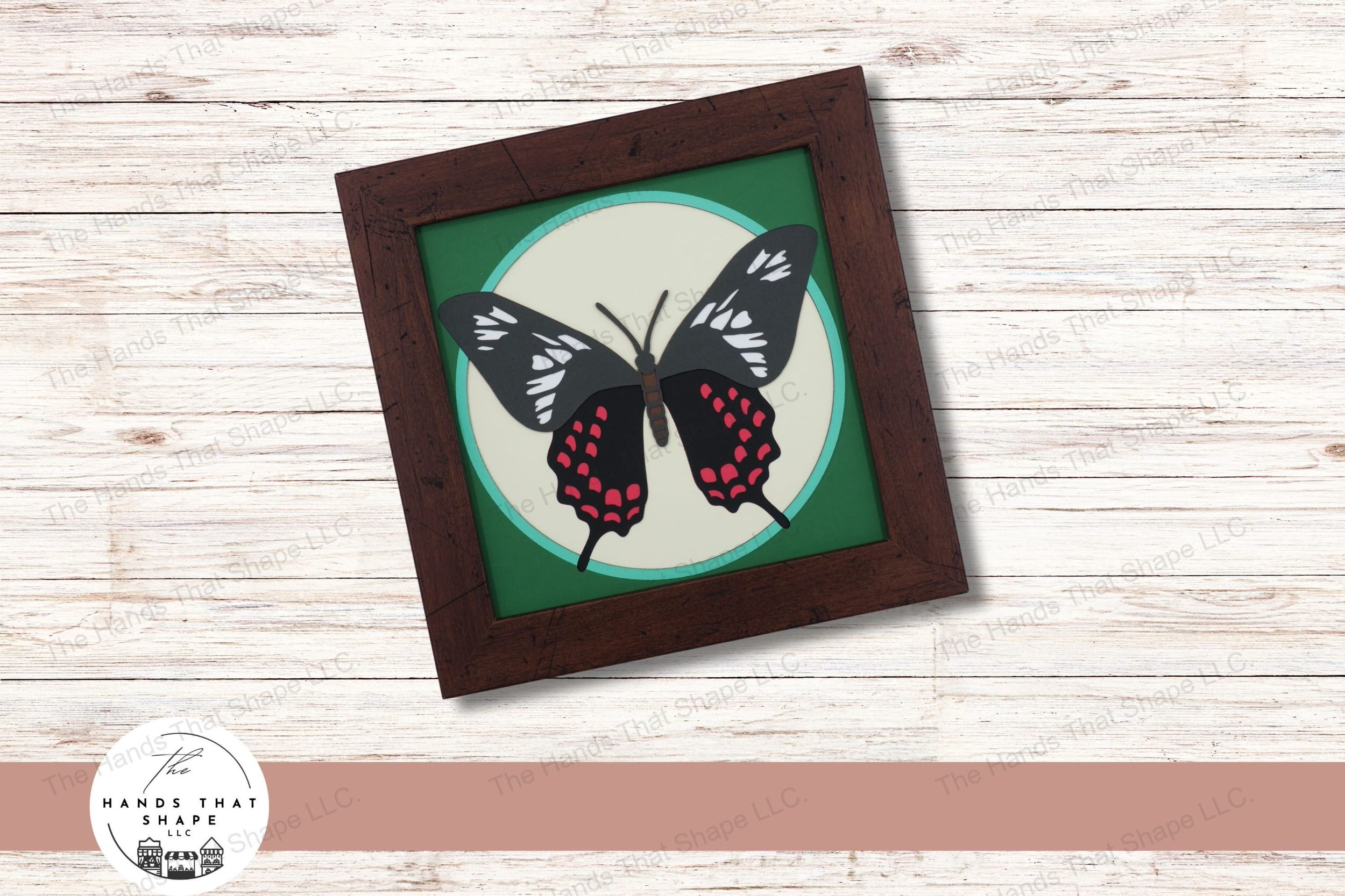 This layered cardstock art piece features the Crimson Rose Butterfly, wings fully spread, showcasing the patterns and colors that make it a natural spectacle.