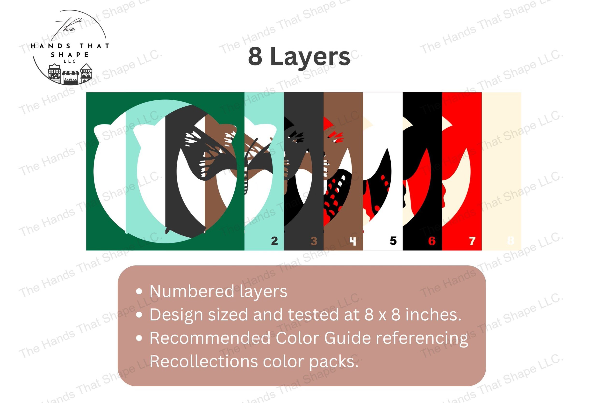 Explore the layers of this Crimson Rose Butterfly-themed cardstock art, fanned out to reveal the design and colors that capture the essence of this butterfly.
