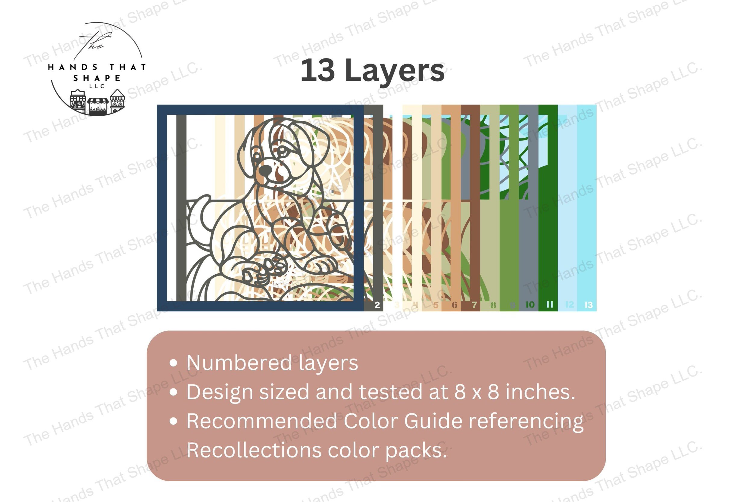 The fanned-out layers of this puppy-themed cardstock art, all of the intricate detail and vibrant colors that combine to create a playful and heartwarming scene