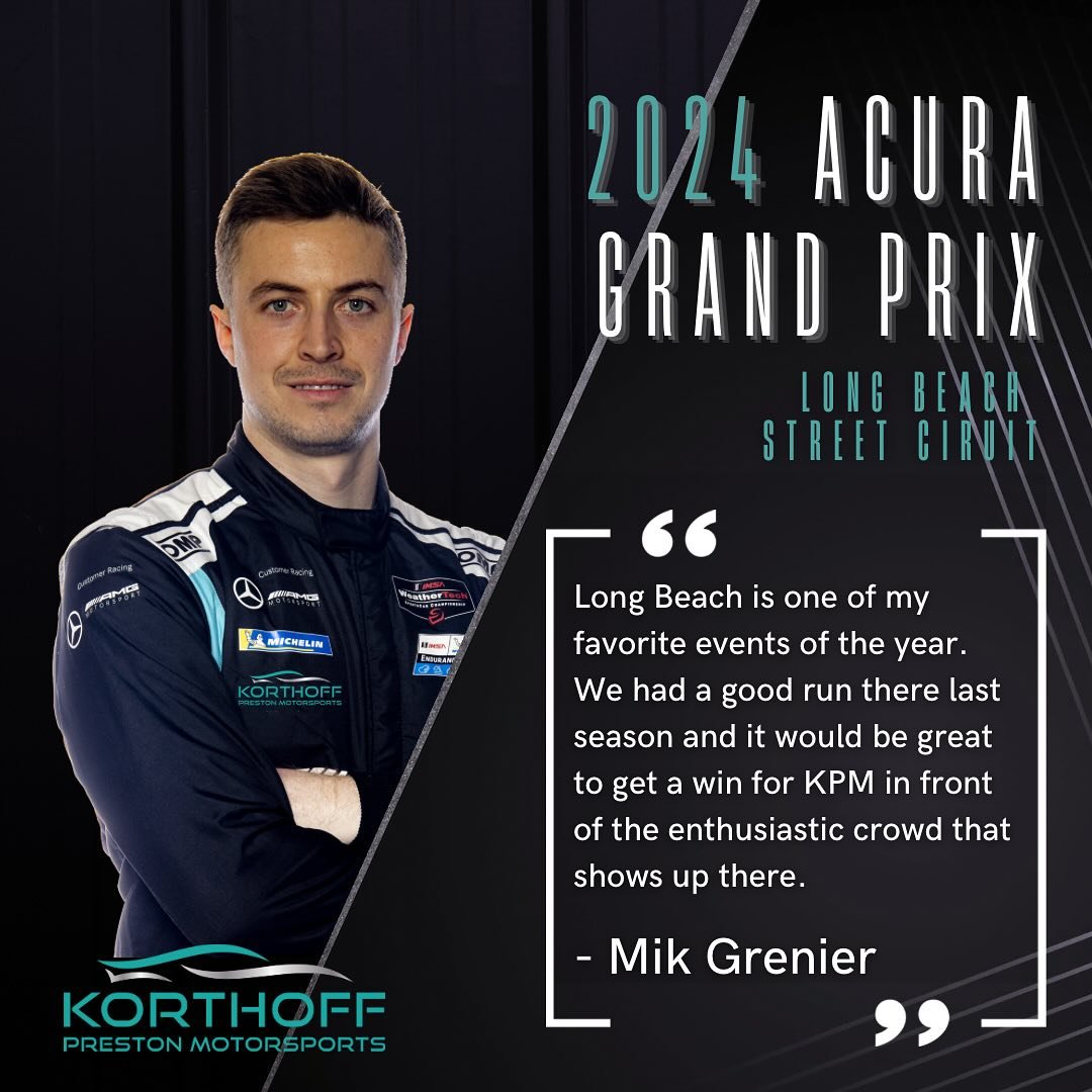 KPM heads to SOCAL this week for the 2024 Acura Grand Prix of Long Beach! 

This street circuit poses unique challenges to season drivers Mik Grenier and Mike Skeen, but they along with the entire KPM team are ready to take on 100 minutes in this urb