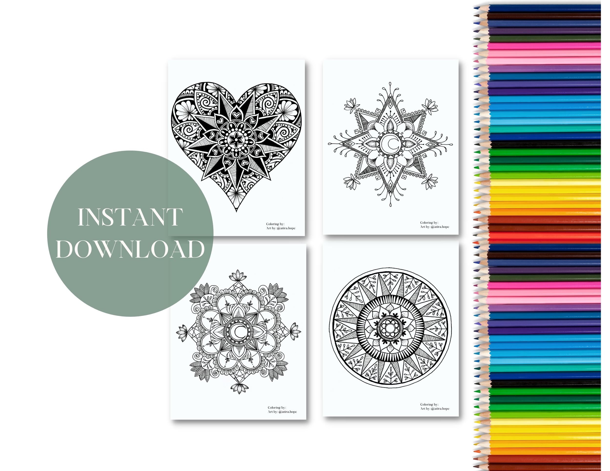 20 Bulk Rounded Mandala Adult Coloring Graphic by zohuraakter524