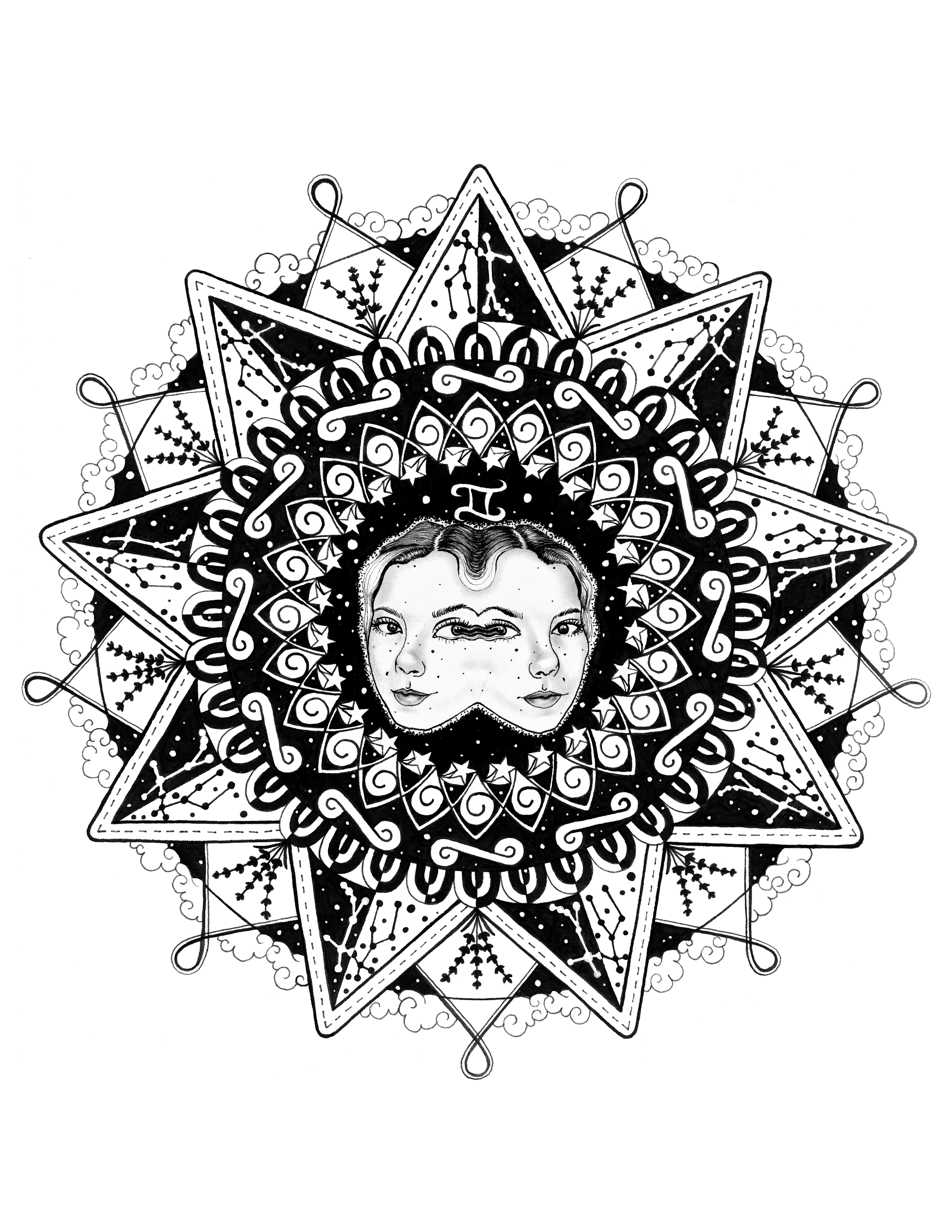 Gemini Zodiac Mandala
Archival Pens on Paper