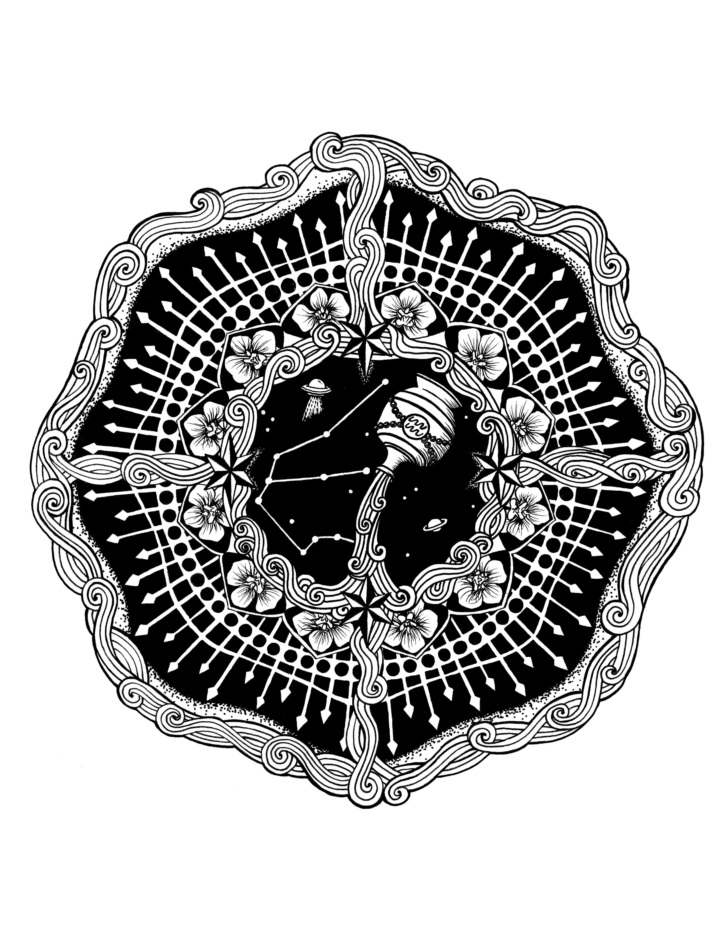 Aquarius Zodiac Mandala