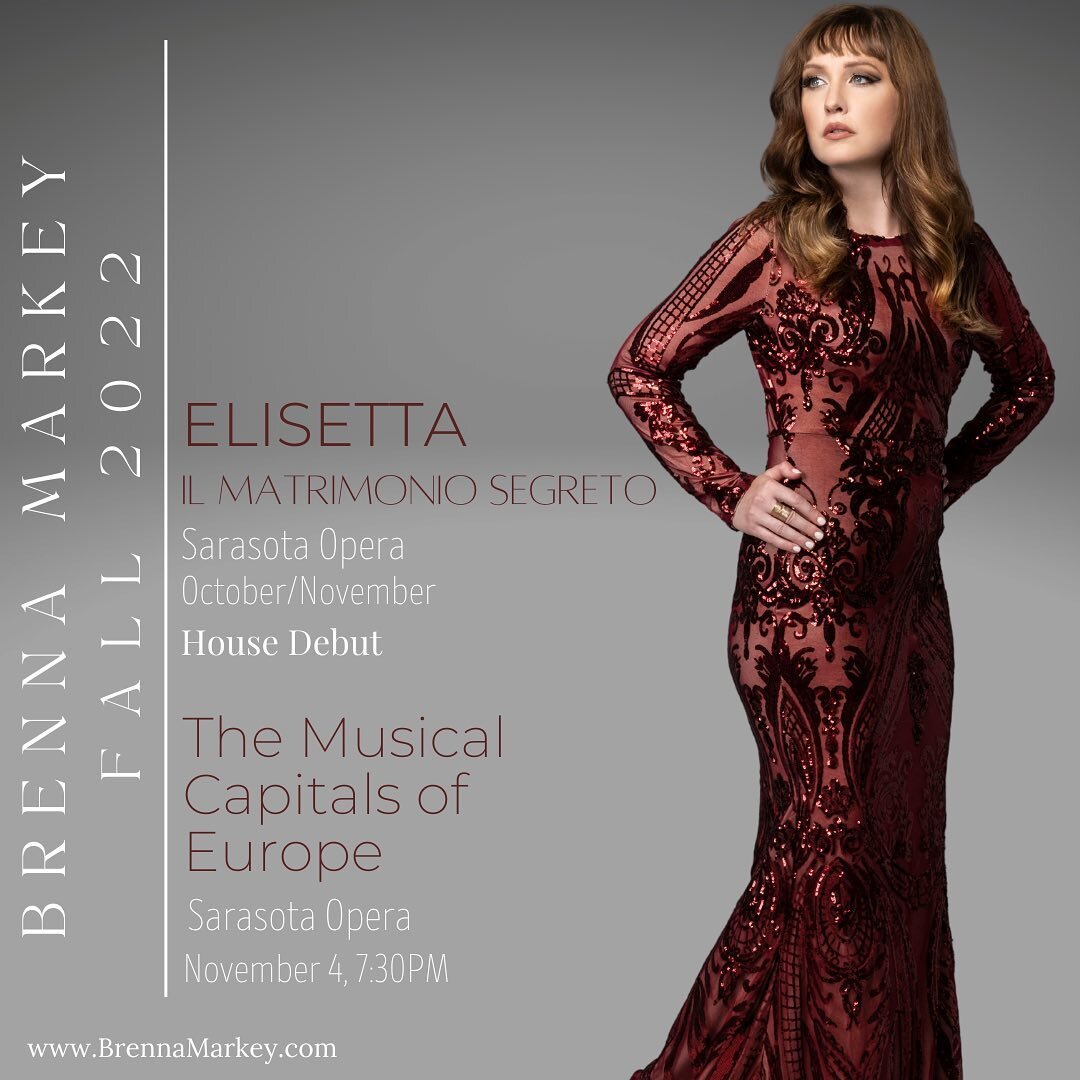 📣 Announcement 📣 

I am thrilled to announce I will be making my house debut at Sarasota Opera as Elisetta in Il matrimonio segreto 🤩

This hilarious and energetic opera goes up October 28th and runs through November 12. 

I will also appear in Sa
