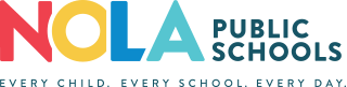 NOLA Public Schools logo with text 'Every Child. Every School. Every Day.'