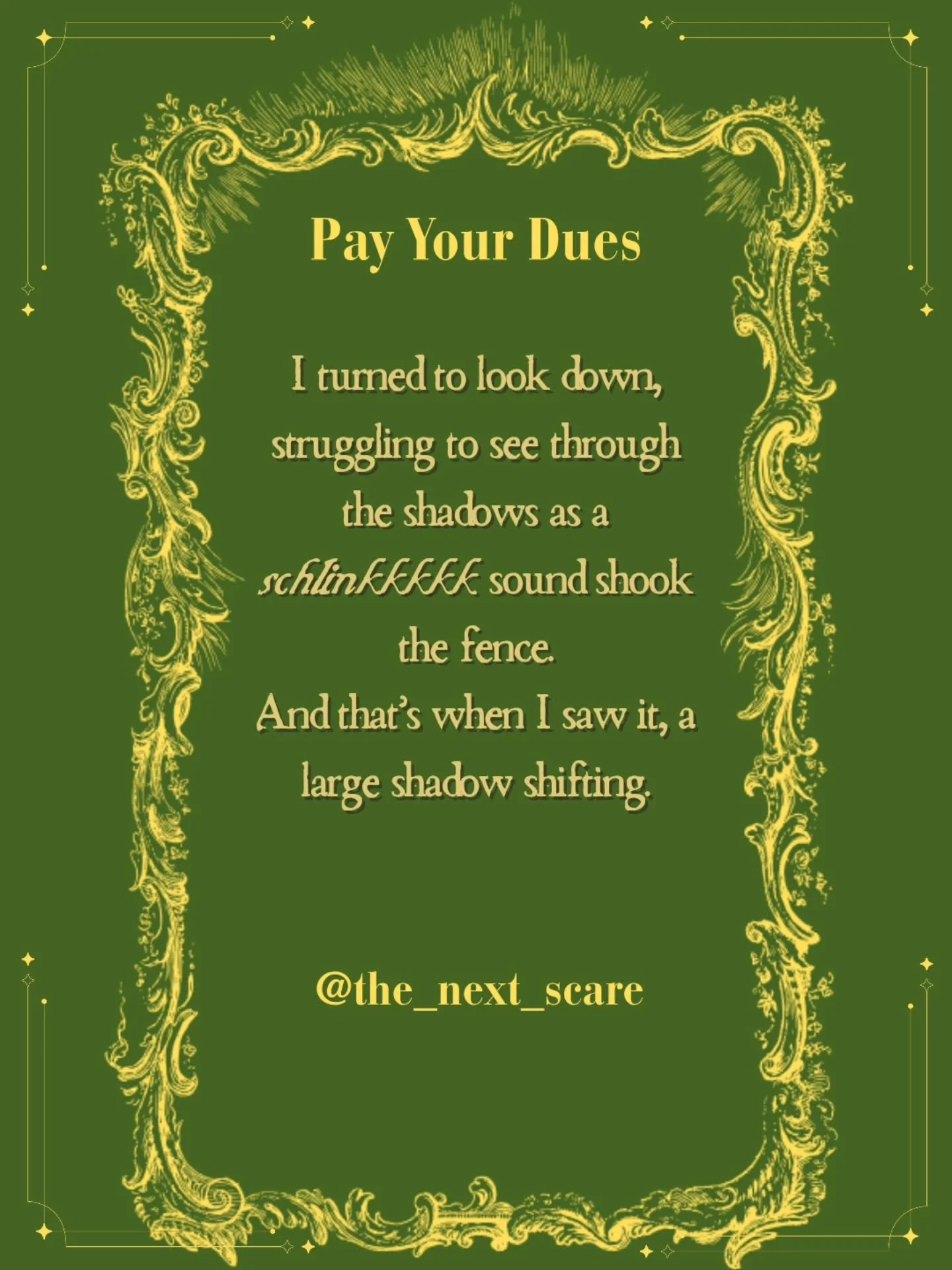 Some sounds you never forget. ☕️

Pay Your Dues- April 15, Link in Bio.

#horrorbooks #horrorreads #bookstagram #indiehorror #horroranthology