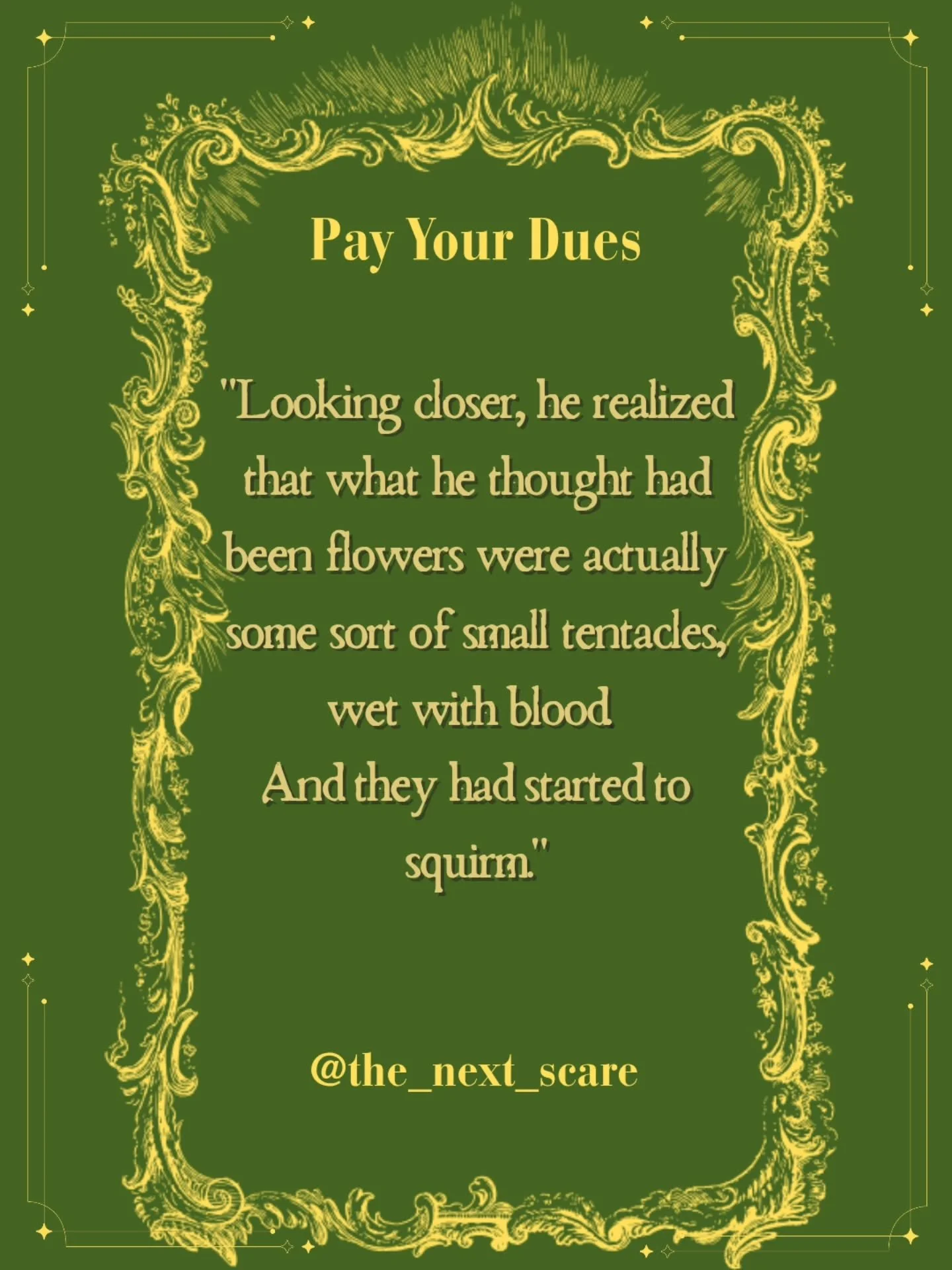 A children's library event. A last minute magician. What could go wrong?
Pay Your Dues- dropping April 15. ☕️
#horrorbooks
#horrorreads
#bookstagram
#cosmichorror
#indiehorror