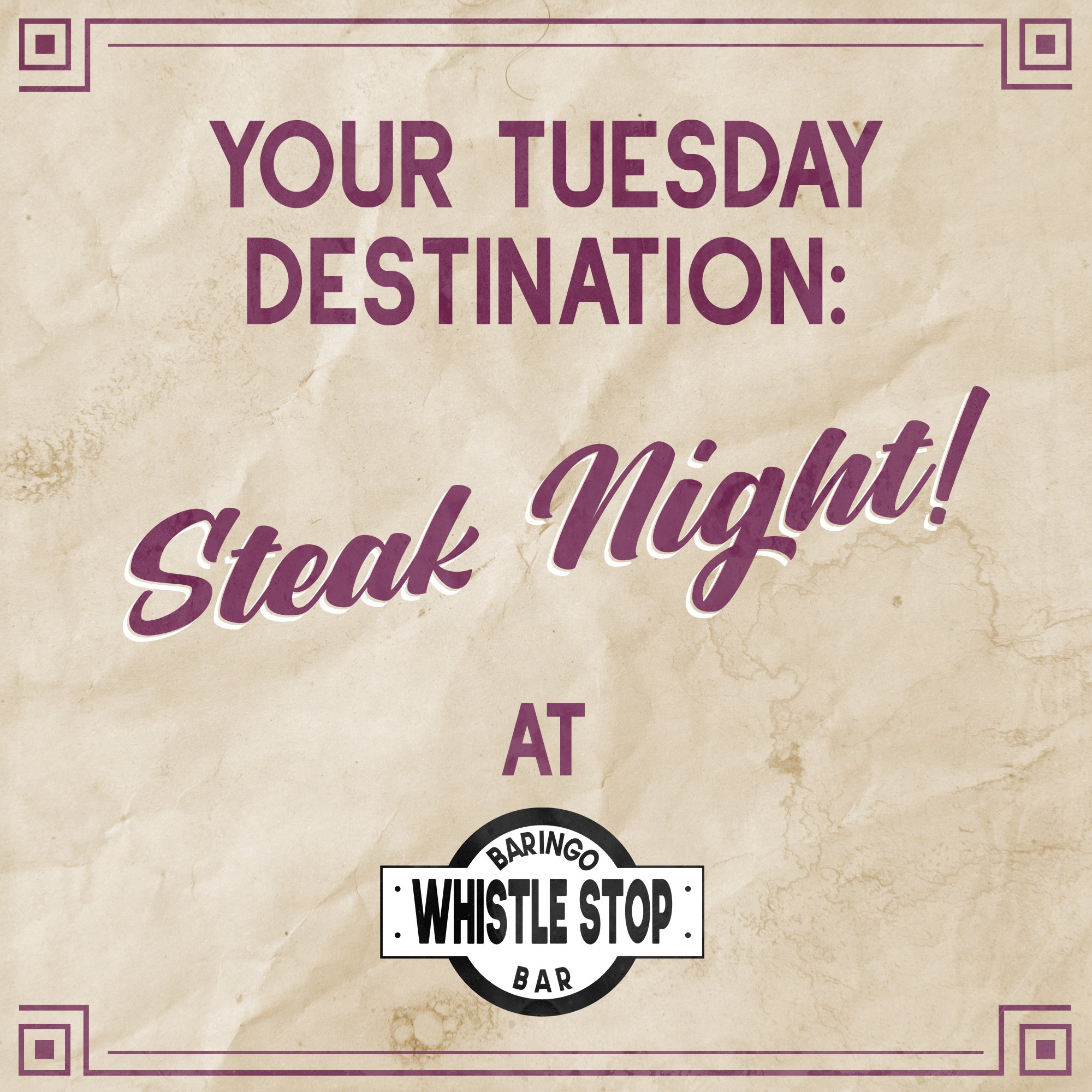 🍽 Tuesday night is Steak Night! Come and join us for a delicious 280g Eye of Rump steak fillet, served with chips, salad, gravy and a glass of Shiraz or NZ Sav Blanc, for $35!🍽
.
.
.
#steaknight #steakspecial #rumpsteak #escapetothecountry #seeVict