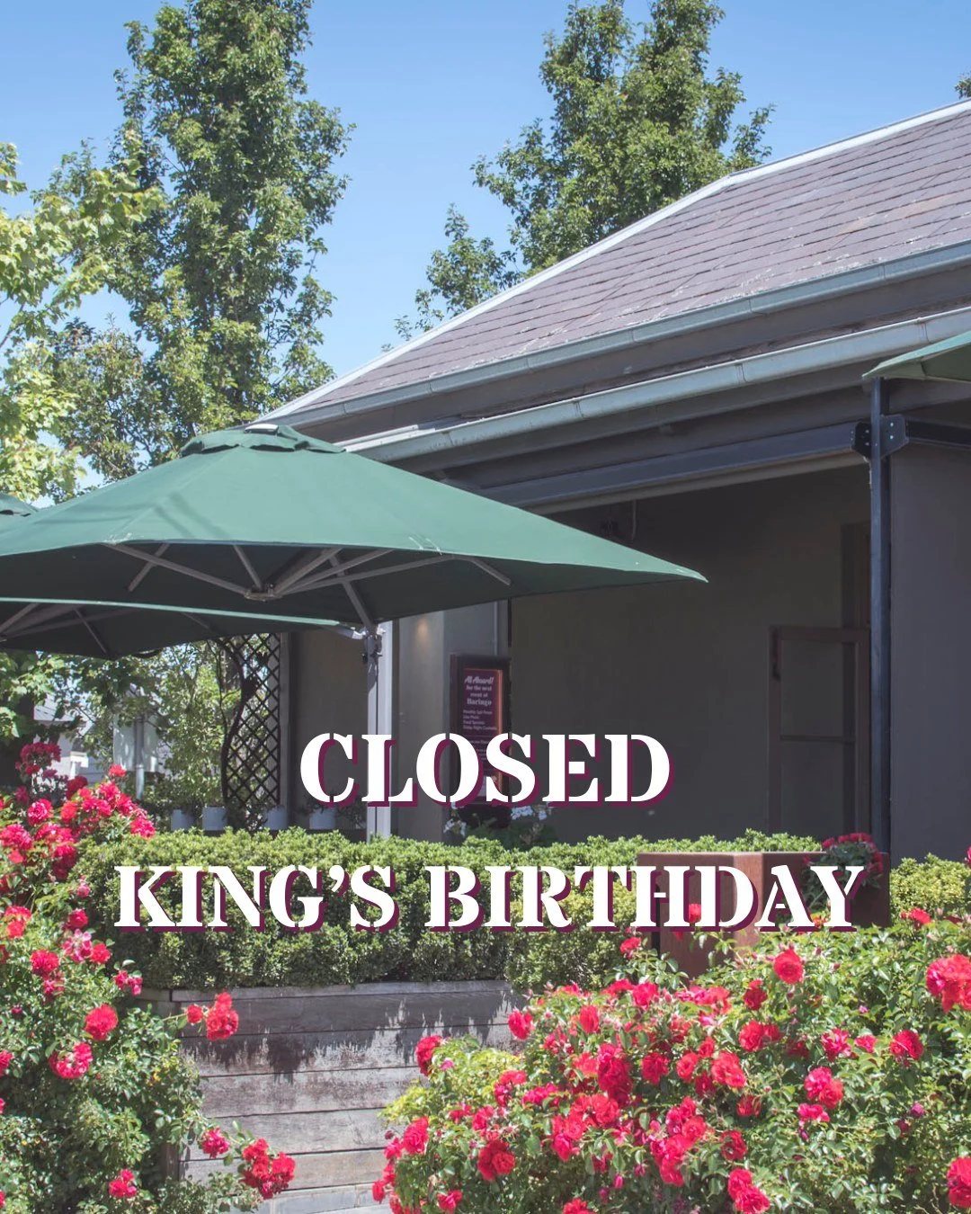 Baringo Food and Wine Co. will be closed on June 8 for the King&rsquo;s Birthday Public Holiday.

We will be open once again as per usual on June 9
