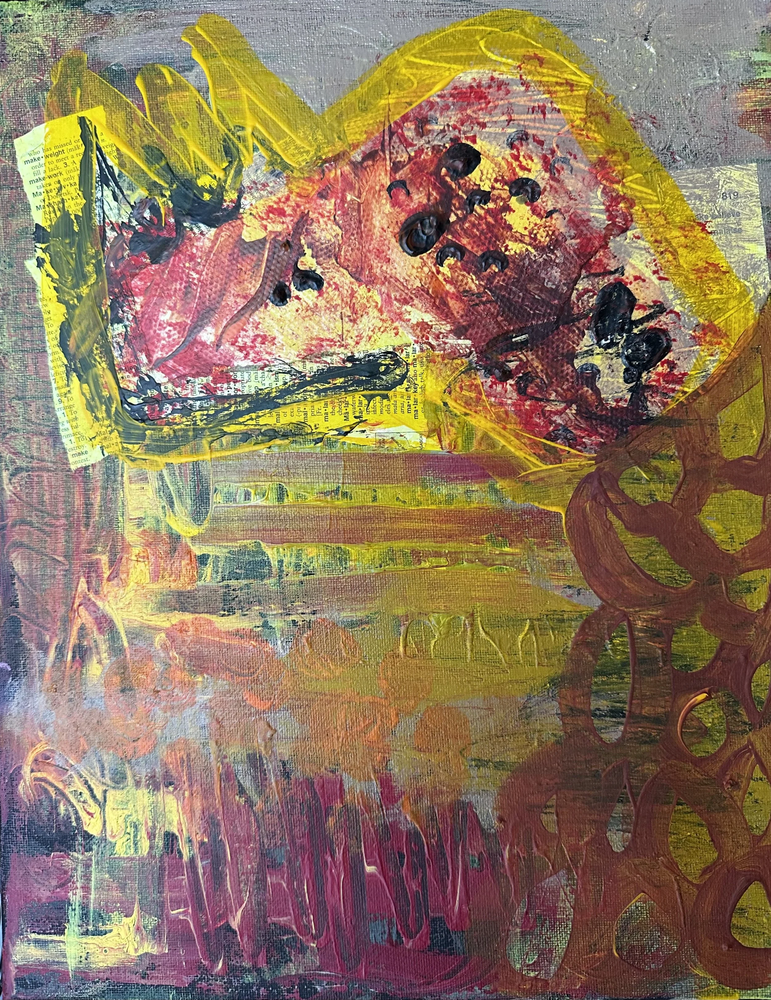 an abstract painting using warm tones