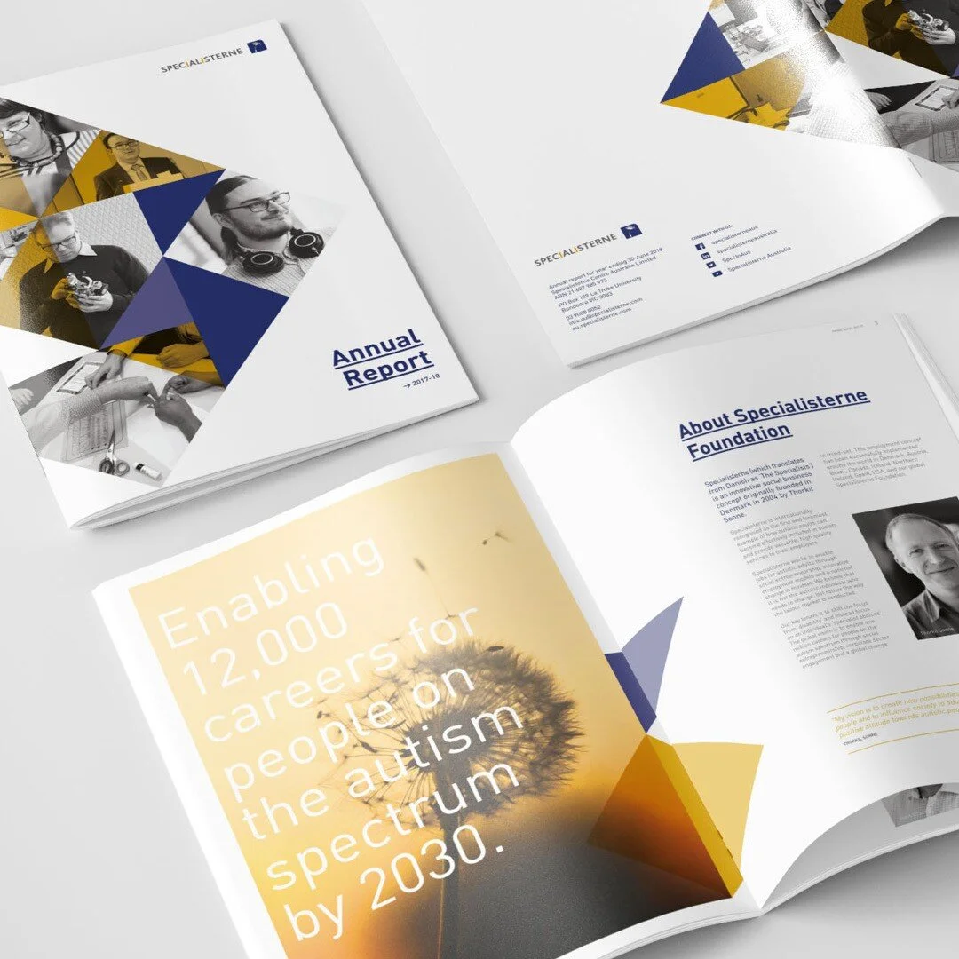 Did you know we actually love an annual report? There is something about the level of typographic and numerical detail that is required. A look back at a past job for @specialisterne_australia

#brandextension #brandcollateral #brandcollateraldesign 