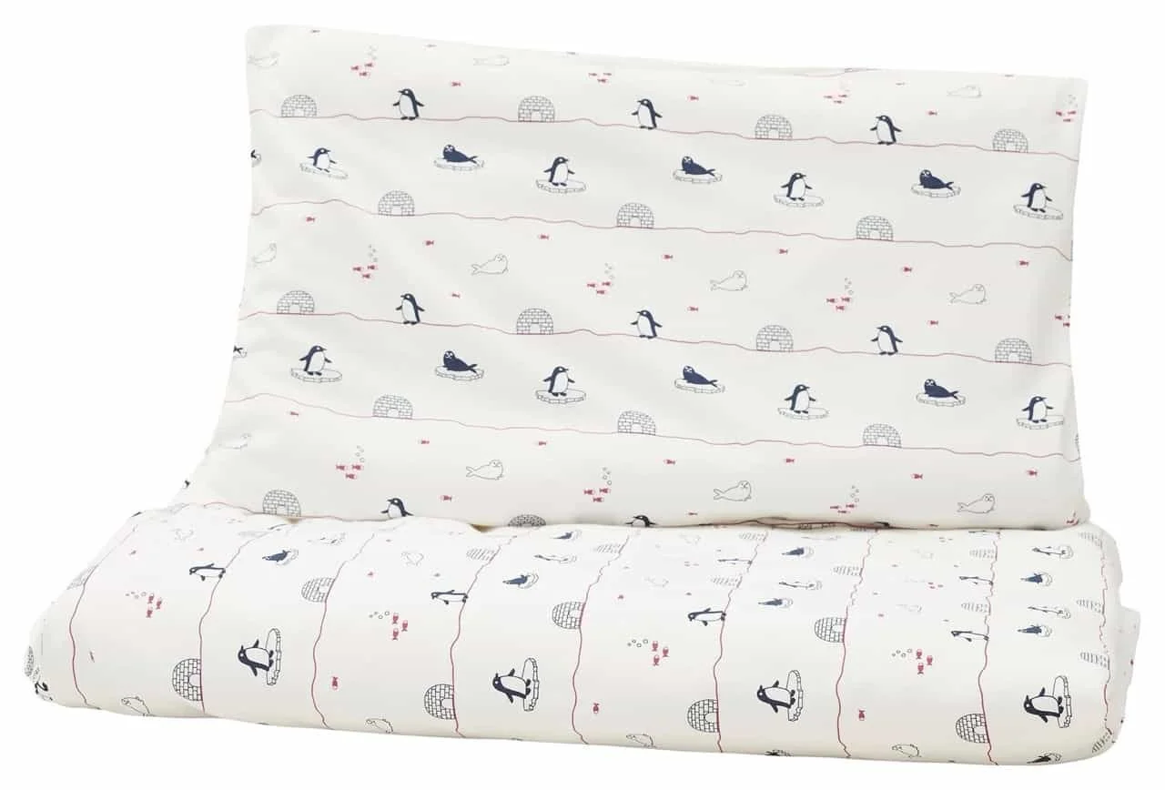 jersey bettwaesche-set kinder pinguine gots bio 