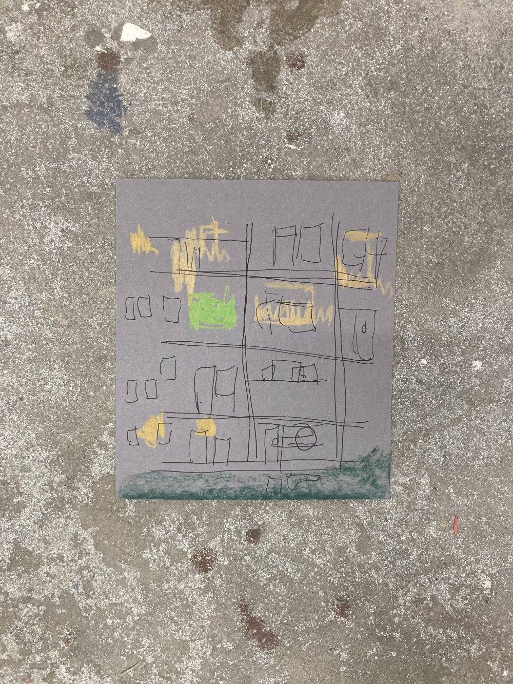 Studio Residency (View at Night) - Grey Mounting Card, Koh-I-Noor Progresso Pencil, Tombow Brush Pen 04-27.12.2025