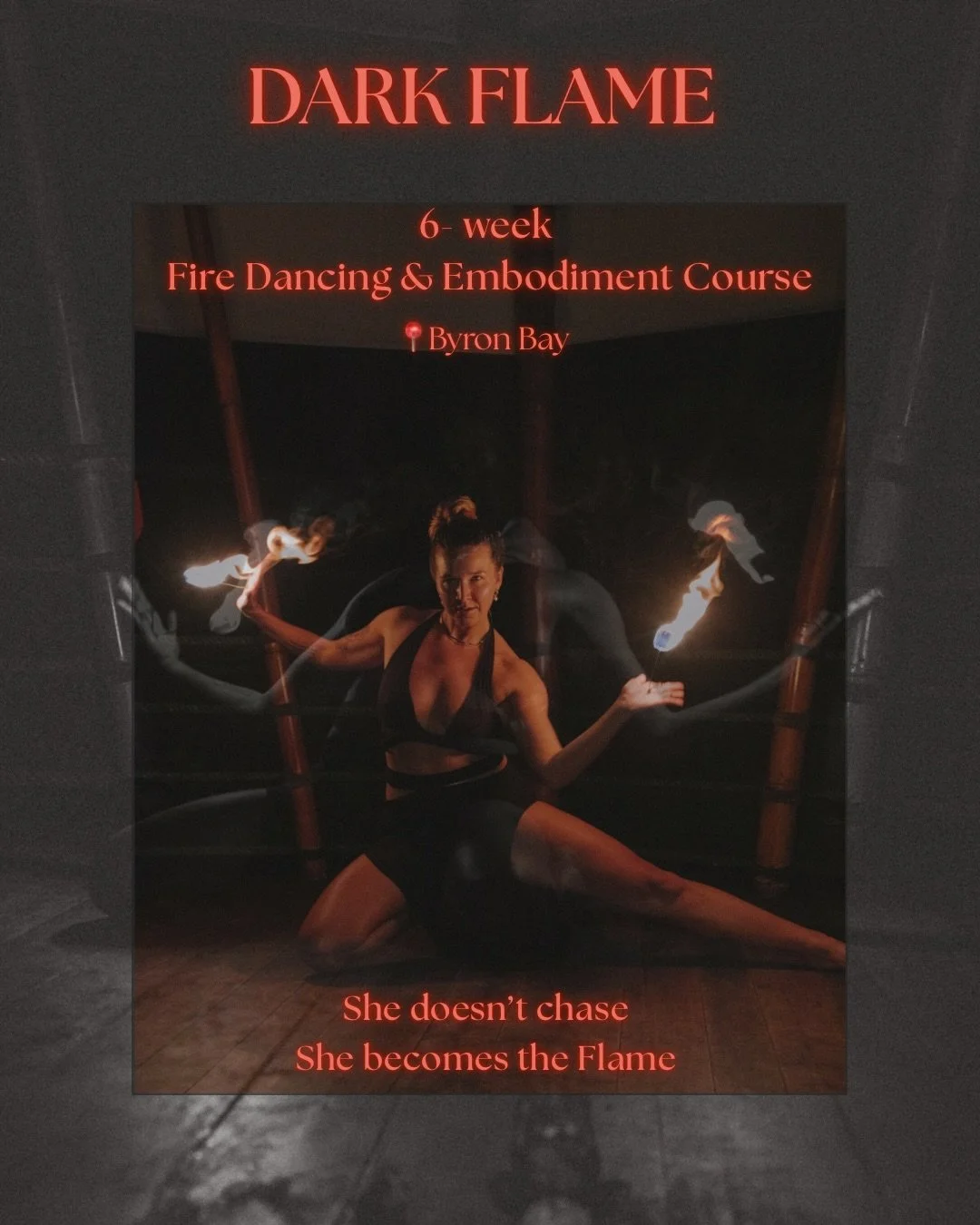 There&rsquo;s a fire in you that was never meant to stay contained
🔥🔥🔥

Dark Flame is a 6-week dance and fire initiation for women ready to explore their sensuality, power and expression🖤

🔥 Fire dancing
🔥 Dark feminine embodiment
🔥 Sisterhood