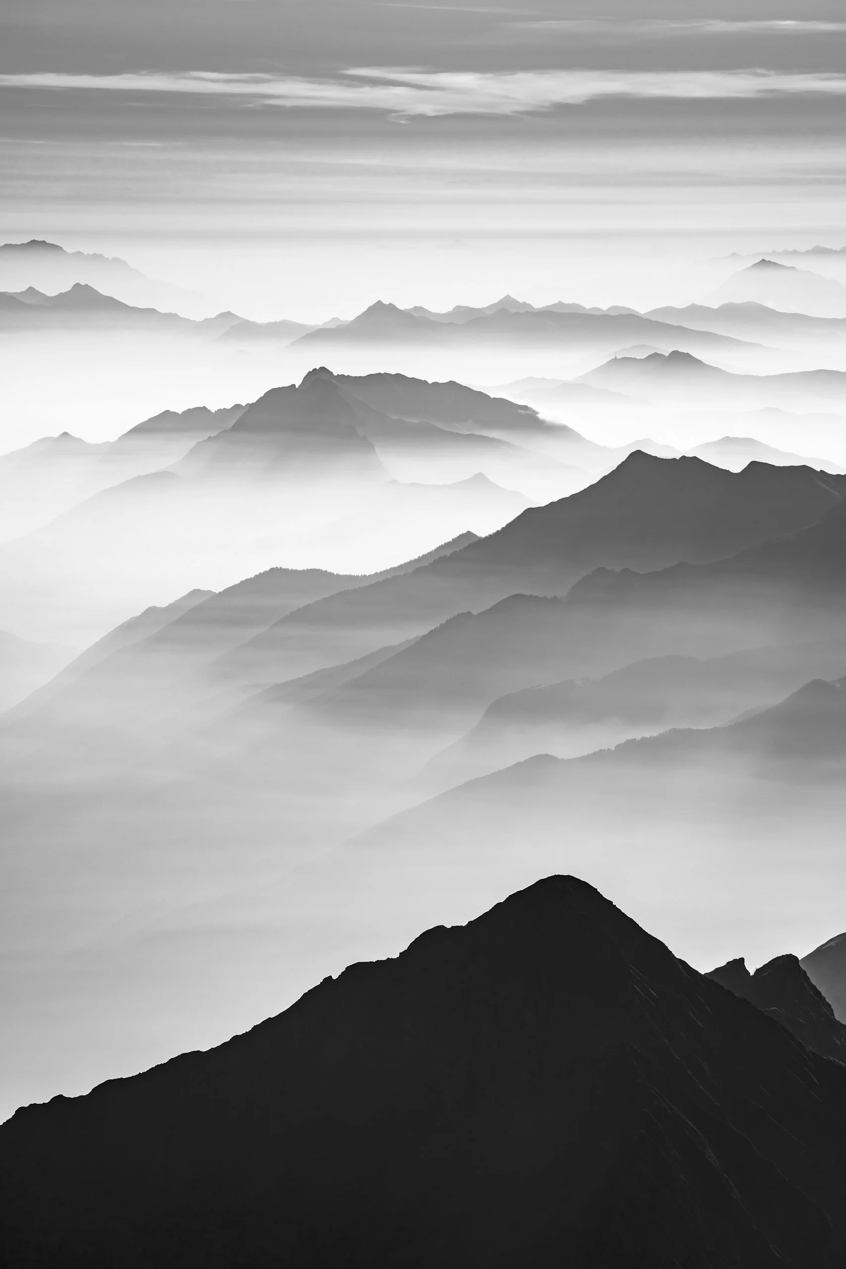 Mountain Layers in Black & White