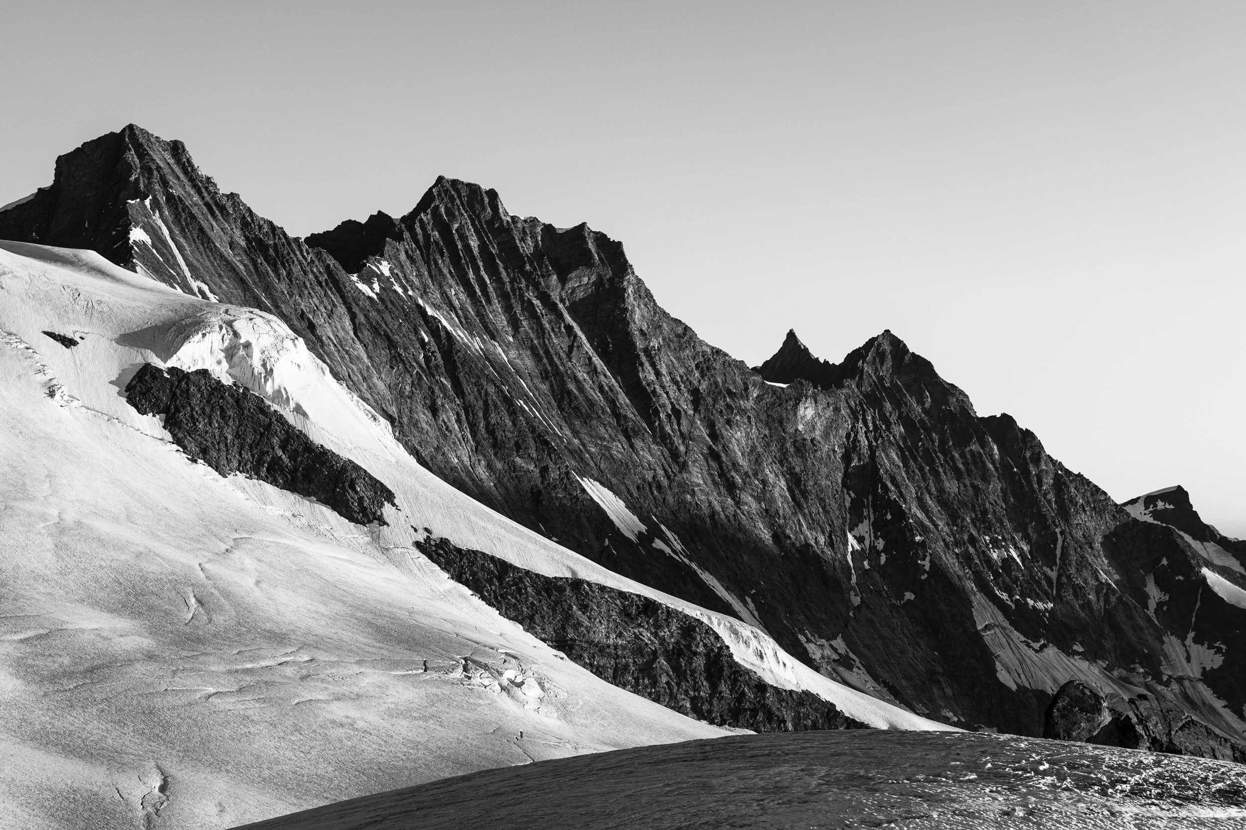 First Light on Mischabel B&W