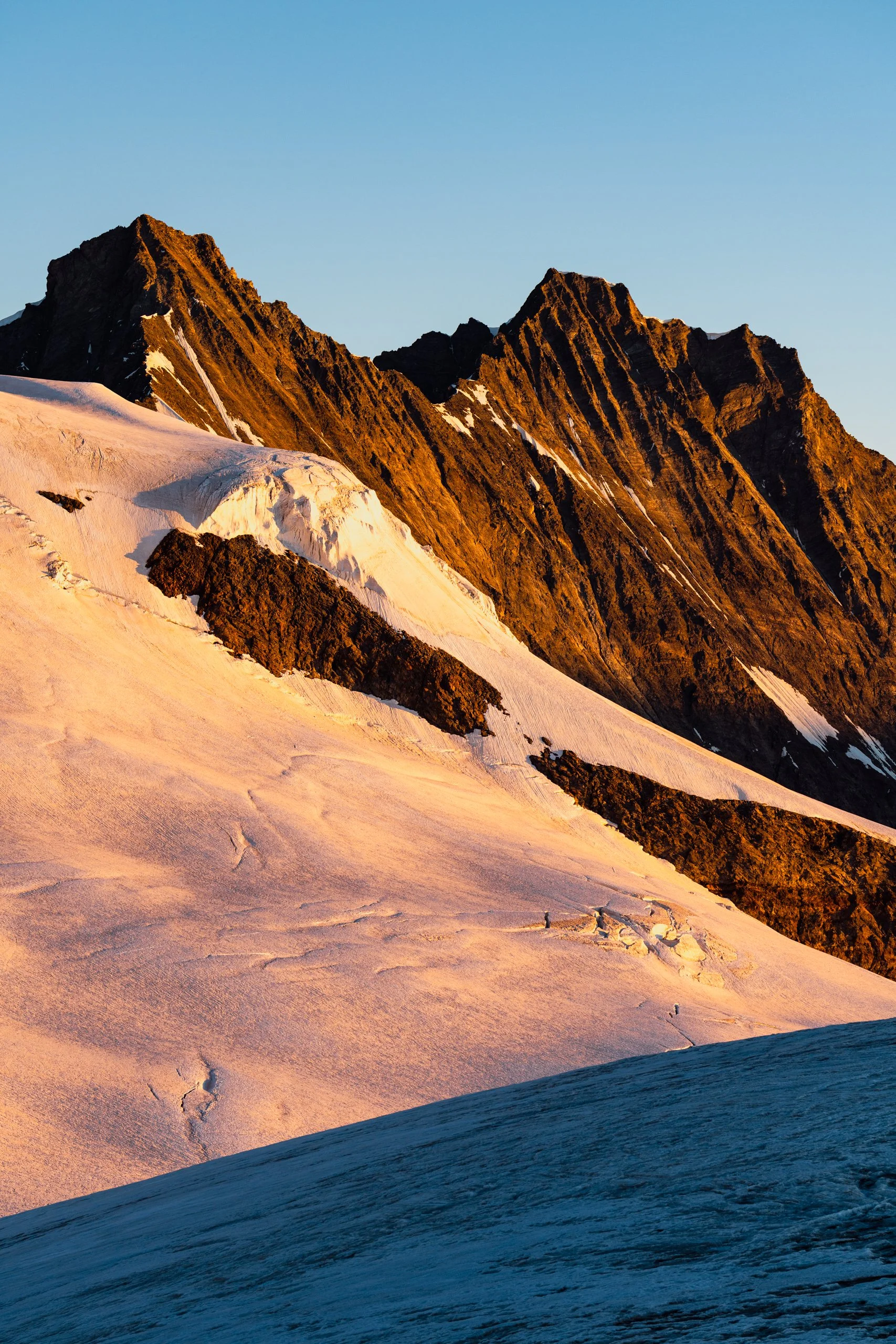 First Light on Täschhorn and Dom