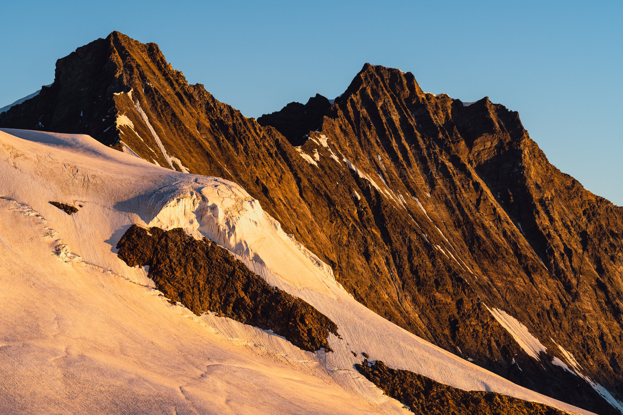 First Light on Täschorn and Dom