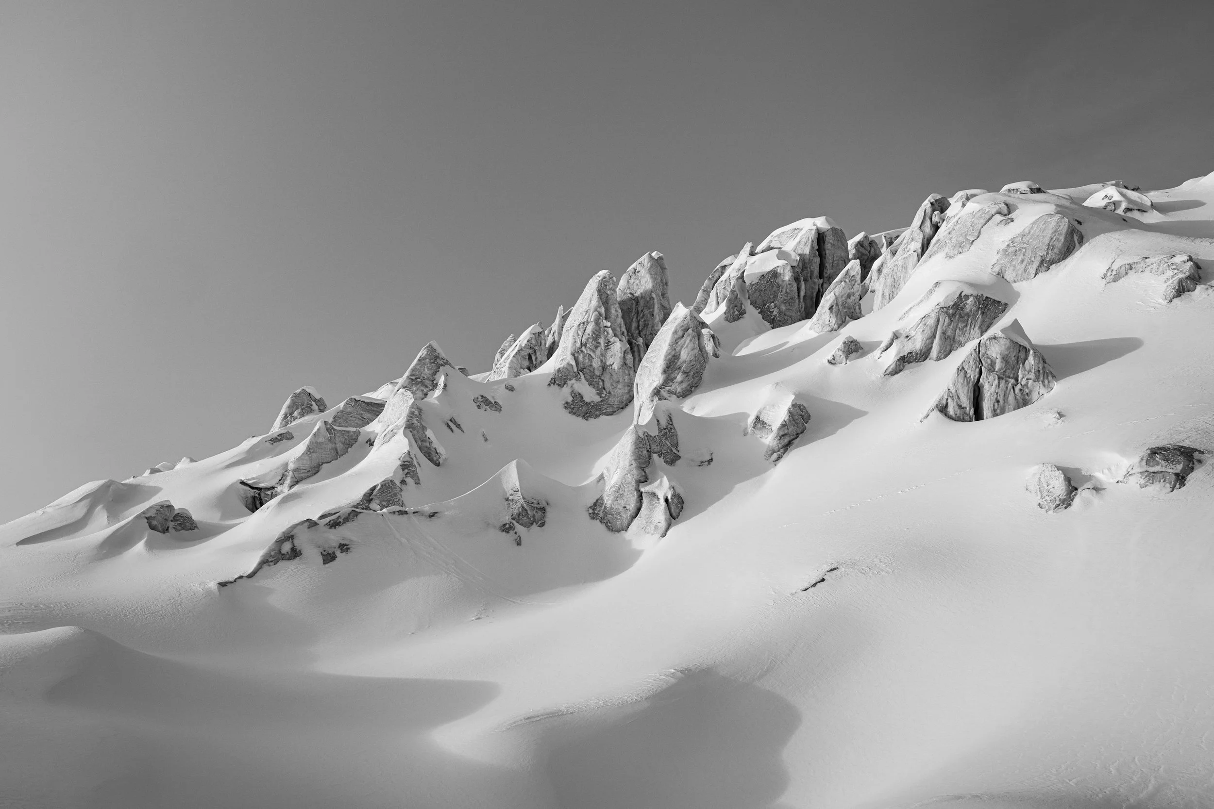 Fresh Snow on Glacier B&W