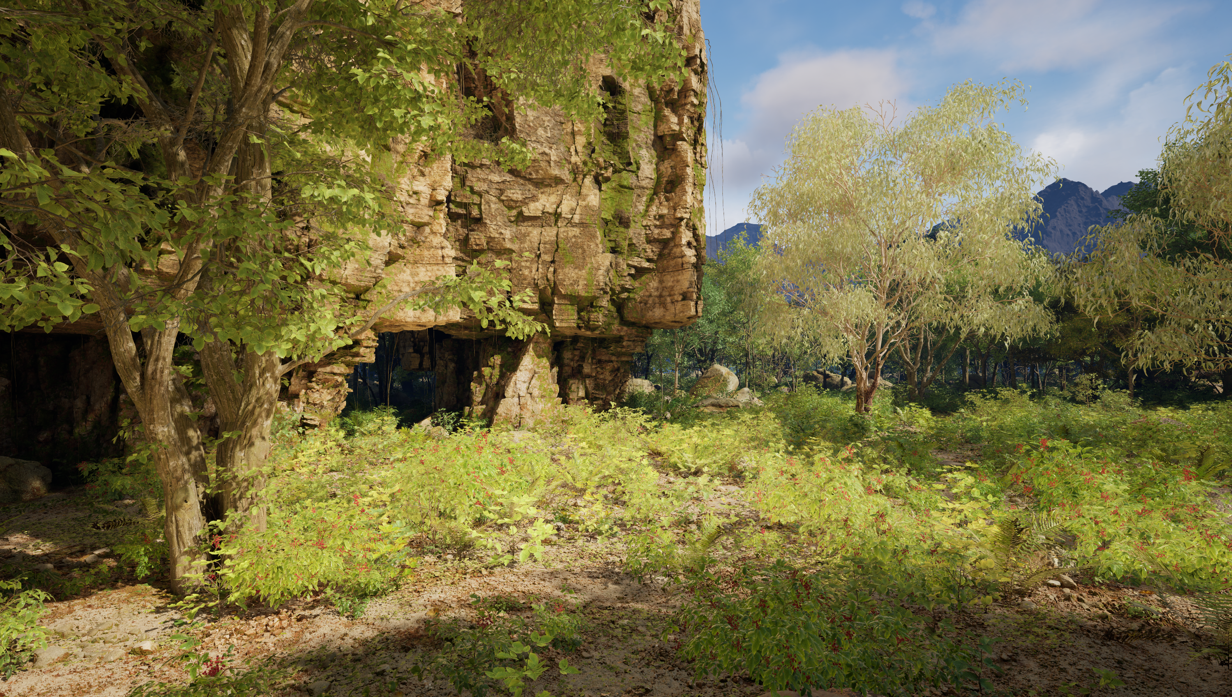 Screenshot taken of a jungle virtual reality environment created using Unreal Engine 5.