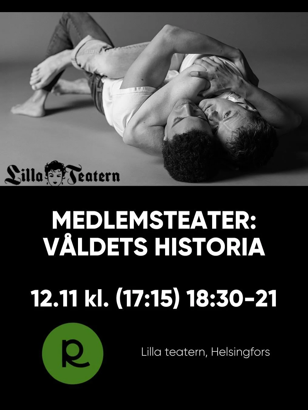 🎭 Medlemsteater & diskussion: Våldets historia
Den 12.11 bjuder vi in våra medlemmar till en helkväll på Lilla Teatern i Helsingfors.
Kvällen inleds med en diskussion om utanförskap, normer och minoritetsstress