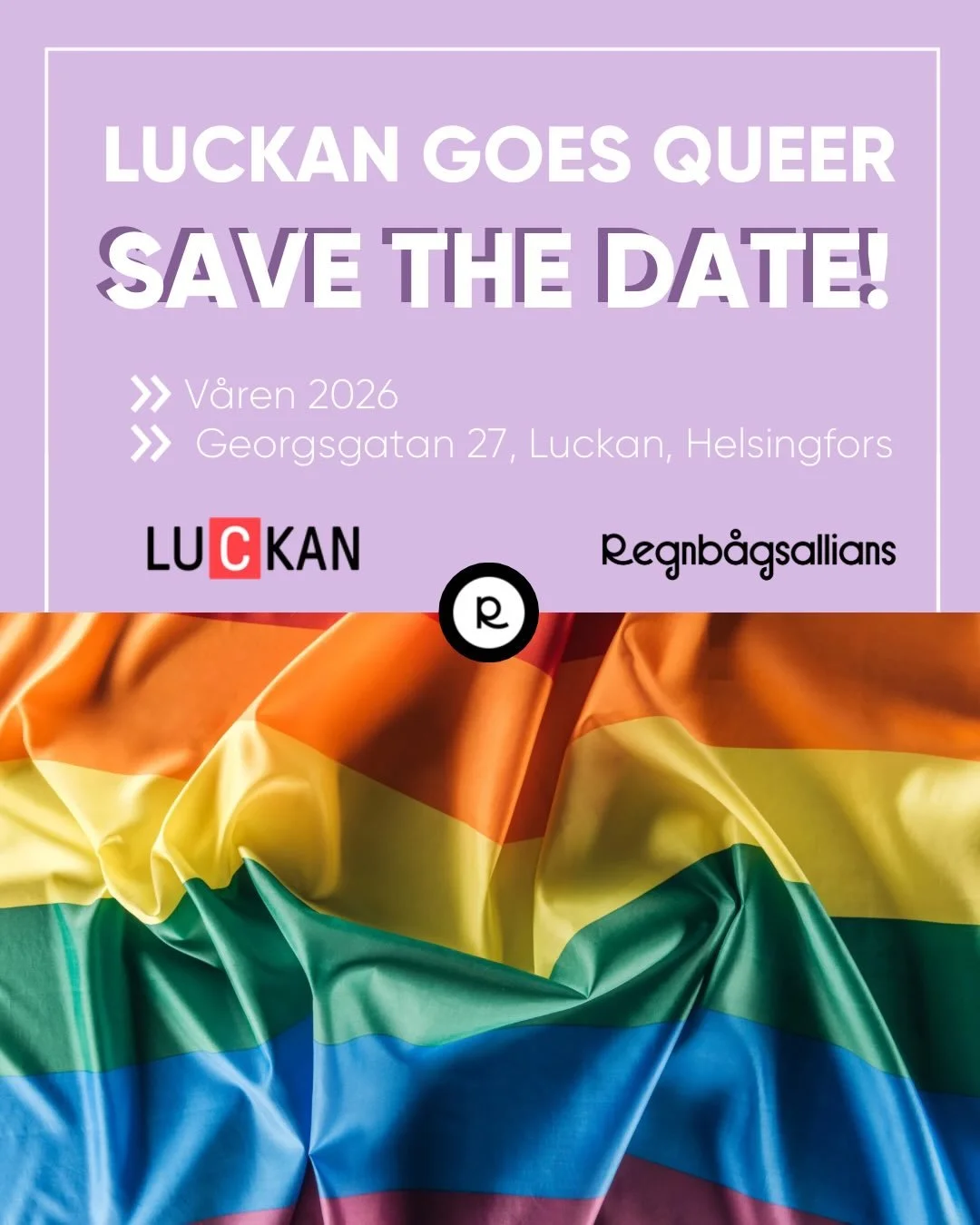 Luckan Goes Queer - SAVE THE DATE 2026🏳️&zwj;🌈🏳️&zwj;⚧️

🌈19.2 Aromantic spectrum awareness week
🌈31.3 Transgender visibility day
🌈24.4 Lesbian awareness day
🌈15.5 Internationella dagen mot homofobi, bifobi och transfobi (IDAHOBIT) 

Mera info