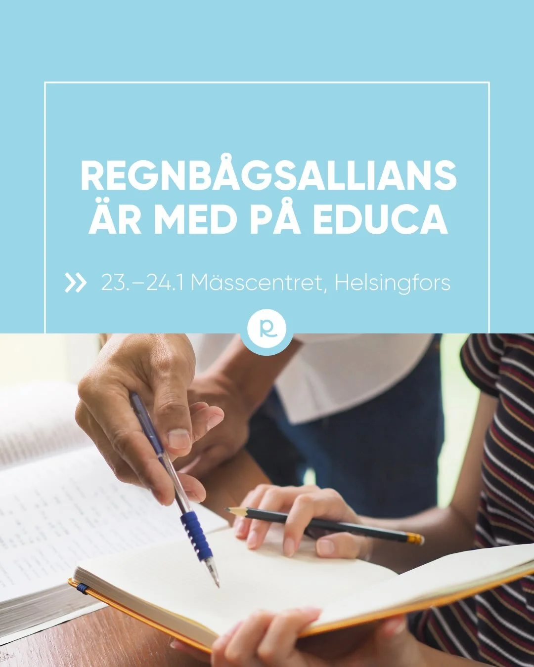 Regnb&aring;gsallians &auml;r med p&aring; EDUCA!📚
📍23-24.1 i M&auml;sscentret i Helsingfors

Regnb&aring;gsallians har ingen monter detta &aring;r men &auml;r med p&aring; ett h&ouml;rn i flera program:

Fre 23.1 
Kl. 11:00-11:30
⭐️ Mer &auml;n sk
