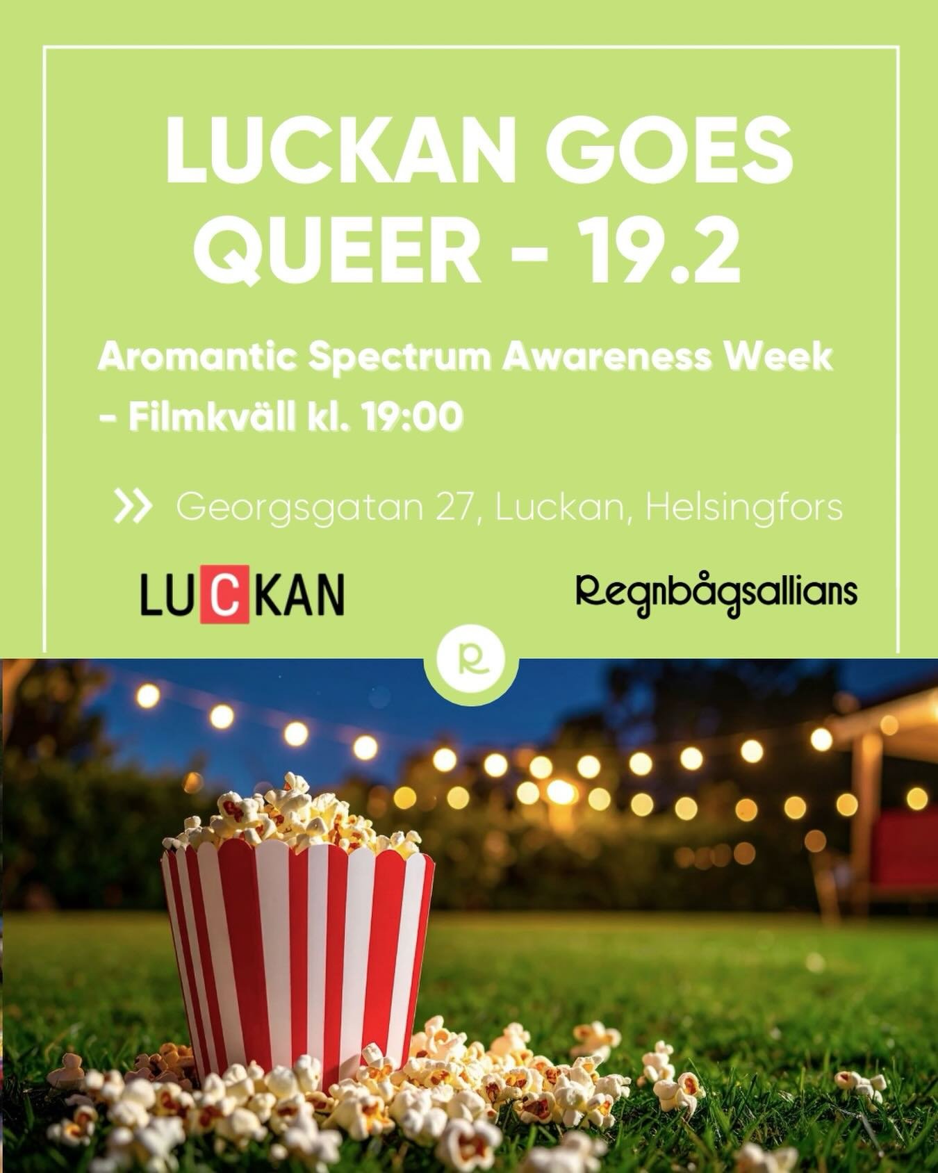 🌈Luckan goes queer - Aromantic Spectrum Awareness Week🖤🩶🤍💚

Torsdagen 19.2
Kl. 19:00

Det &auml;r dags f&ouml;r v&aring;rens f&ouml;rsta Luckan goes queer event! Under den h&auml;r kv&auml;llen uppm&auml;rksammar vi Aromantic Spectrum Awareness 