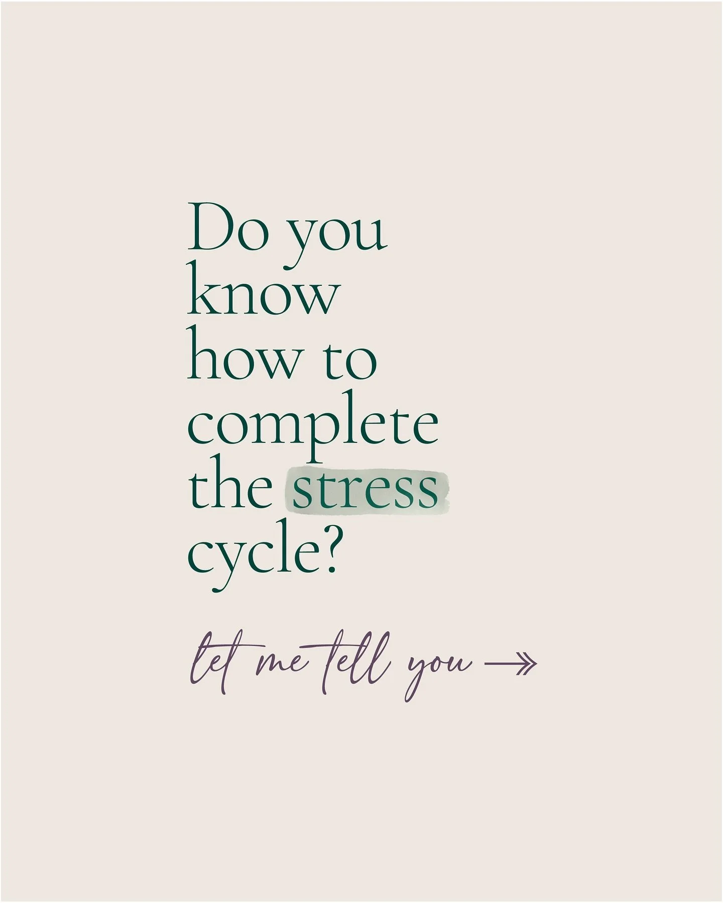 It&rsquo;s more important than ever to take care of ourselves as our lives get busier, the news gets worse and the pressures put on us from others and ourselves get heavier! 

The stress cycle is our bodies way of responding to keep us safe, but if w