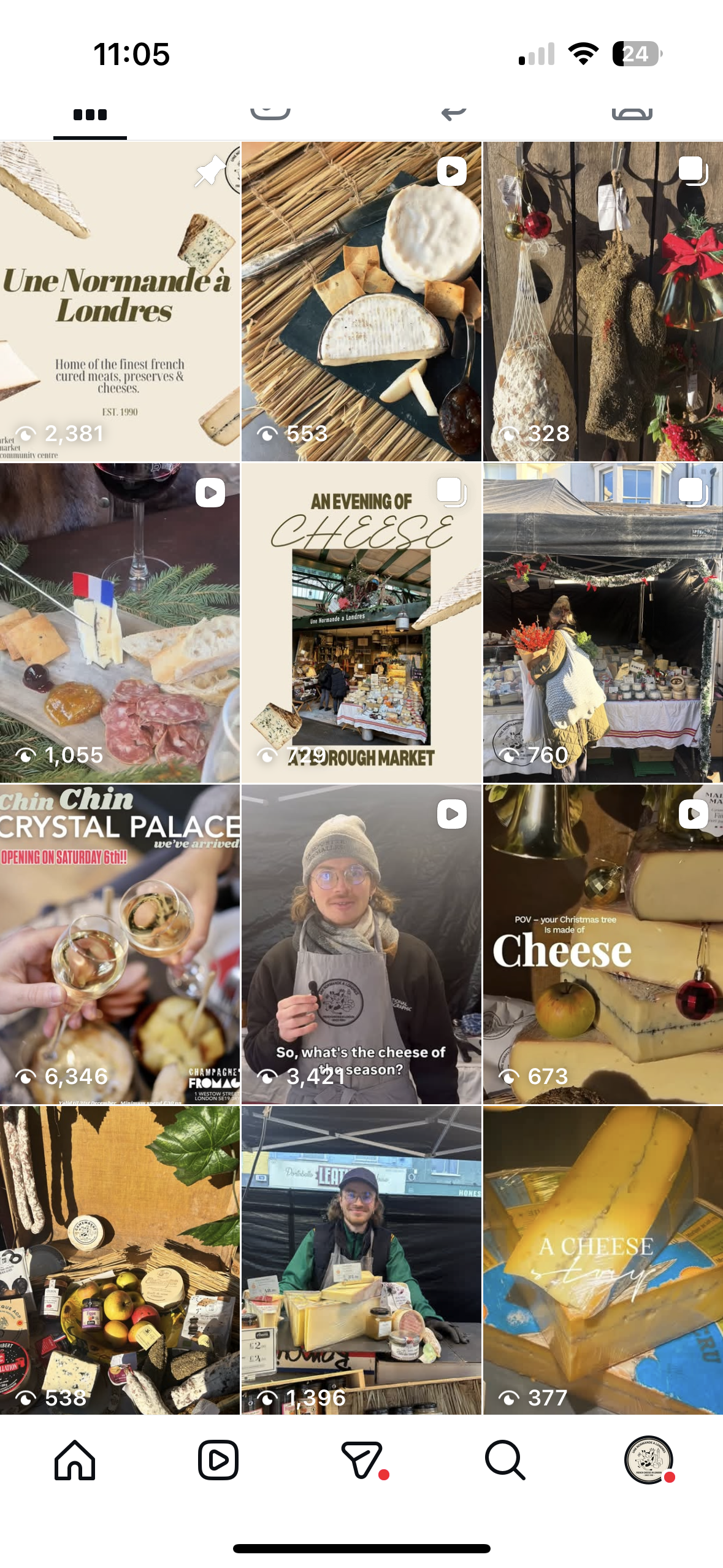 Collage of photos featuring French cheese, cheese market, cheese tasting, and cheese products at a market.
