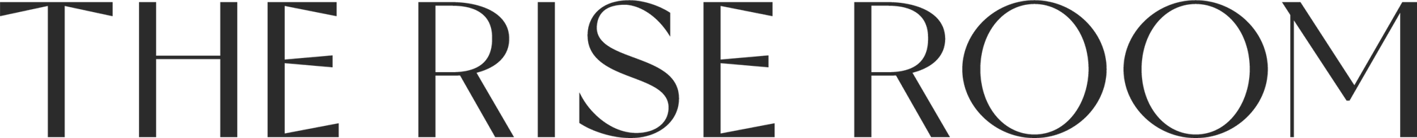 The image shows the phrase 'THE RISE ROOM' in large, black capital letters on a transparent background.