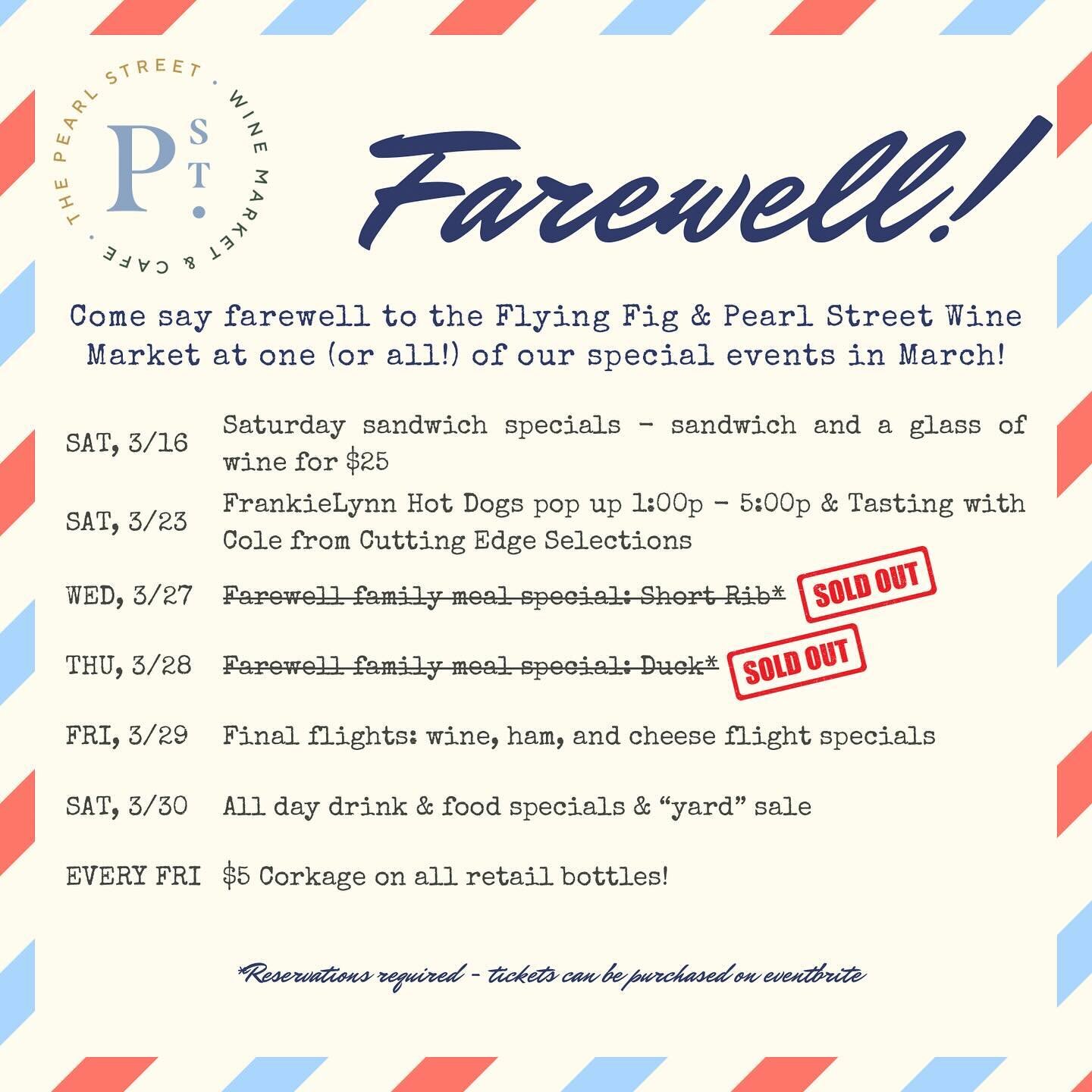 Both farewell dinners are officially sold out but you can still come say goodbye at tomorrow&rsquo;s event with @frankielynncle and @skatemale from @cuttingedgeselections! 1p - 5p tomorrow!