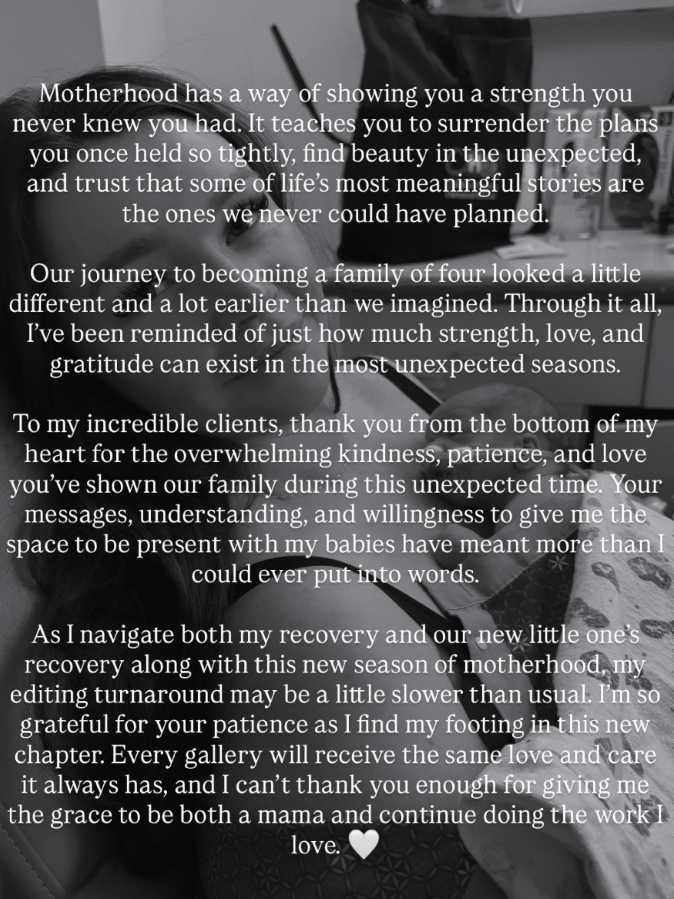 So grateful for the love and grace we&rsquo;ve been shown as we navigate this unexpected chapter 🤍
