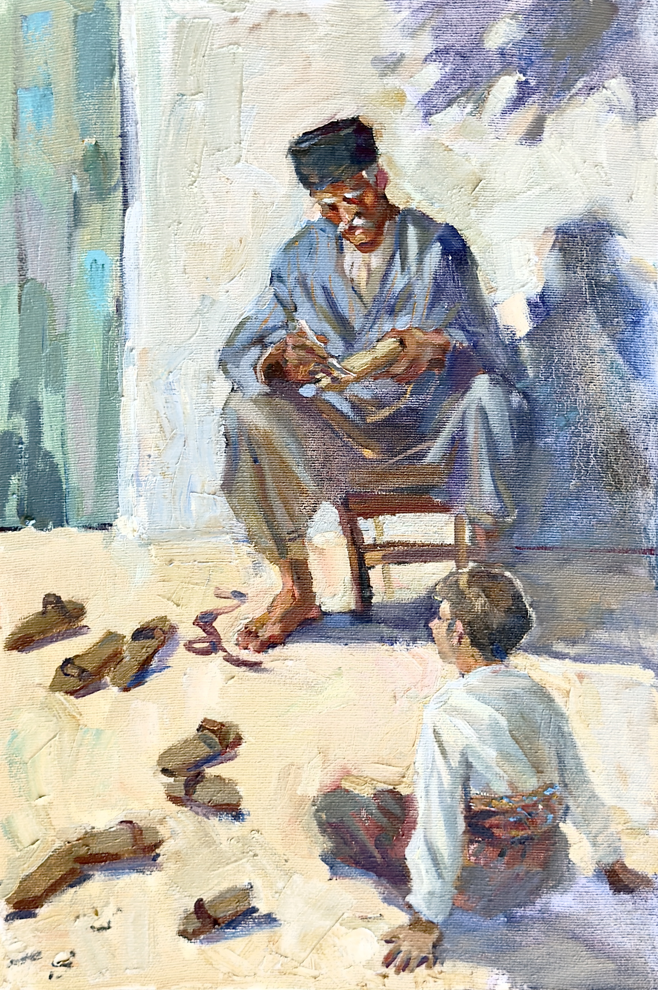 Полотно, олія
40 × 60 см 
Історія, вирізана з дерева