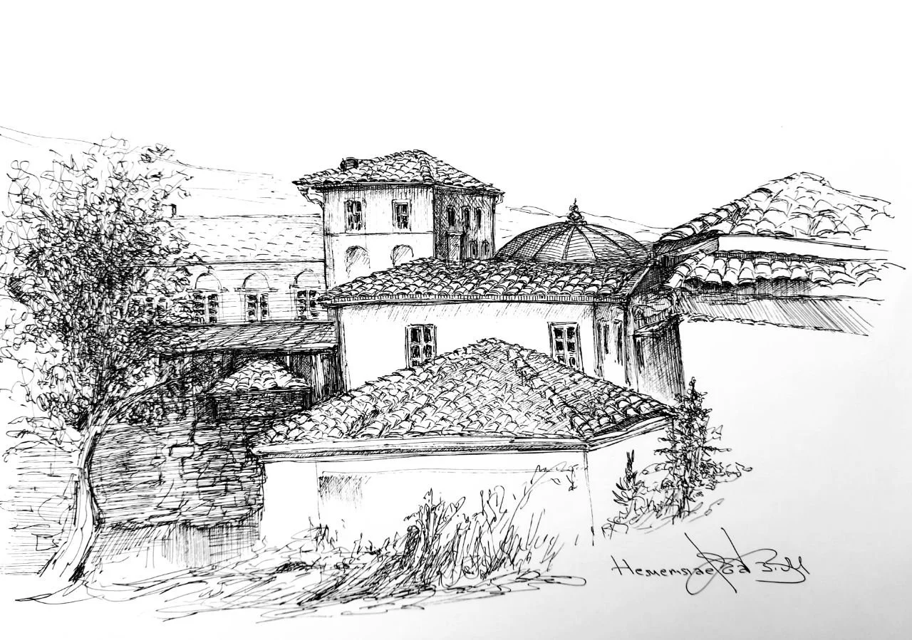 Кефе, 1900 · «Мій витончений Крим» · Графіка · Лінер / папір · 20 × 30 см