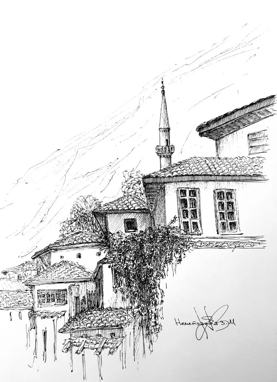 Bağçasaray, 1905 · «Мій витончений Крим» · Графіка · Лінер / папір · 20 × 30 см
